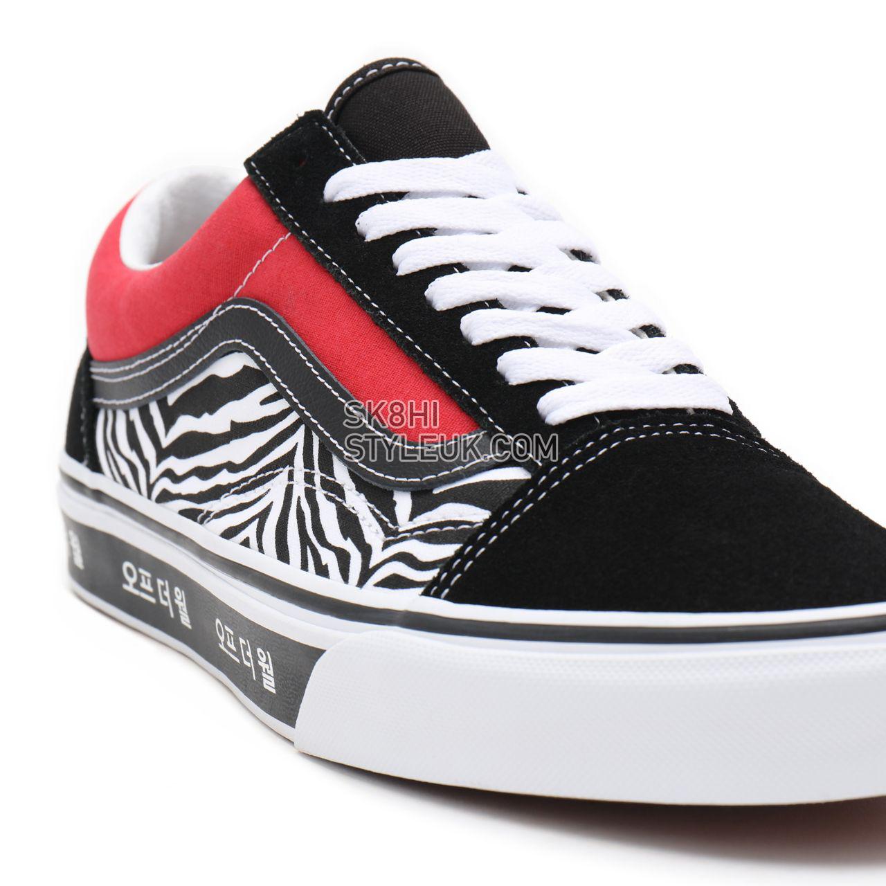 Vans Korean Typography Old Skool Black Classic Mens Womens - (Korean Typography) racing red/true blue VN0A38G19HW Shoes