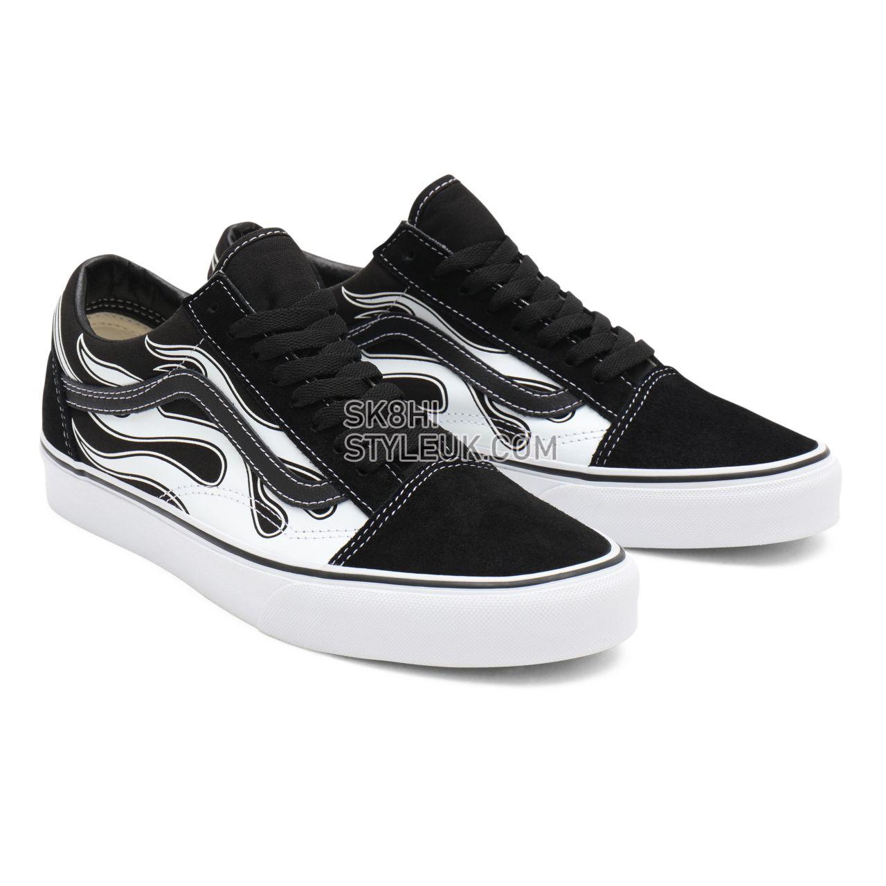 Vans Flame Old Skool Black Classic Mens Womens - (Flame) black/white VN0A38G1K68 Shoes