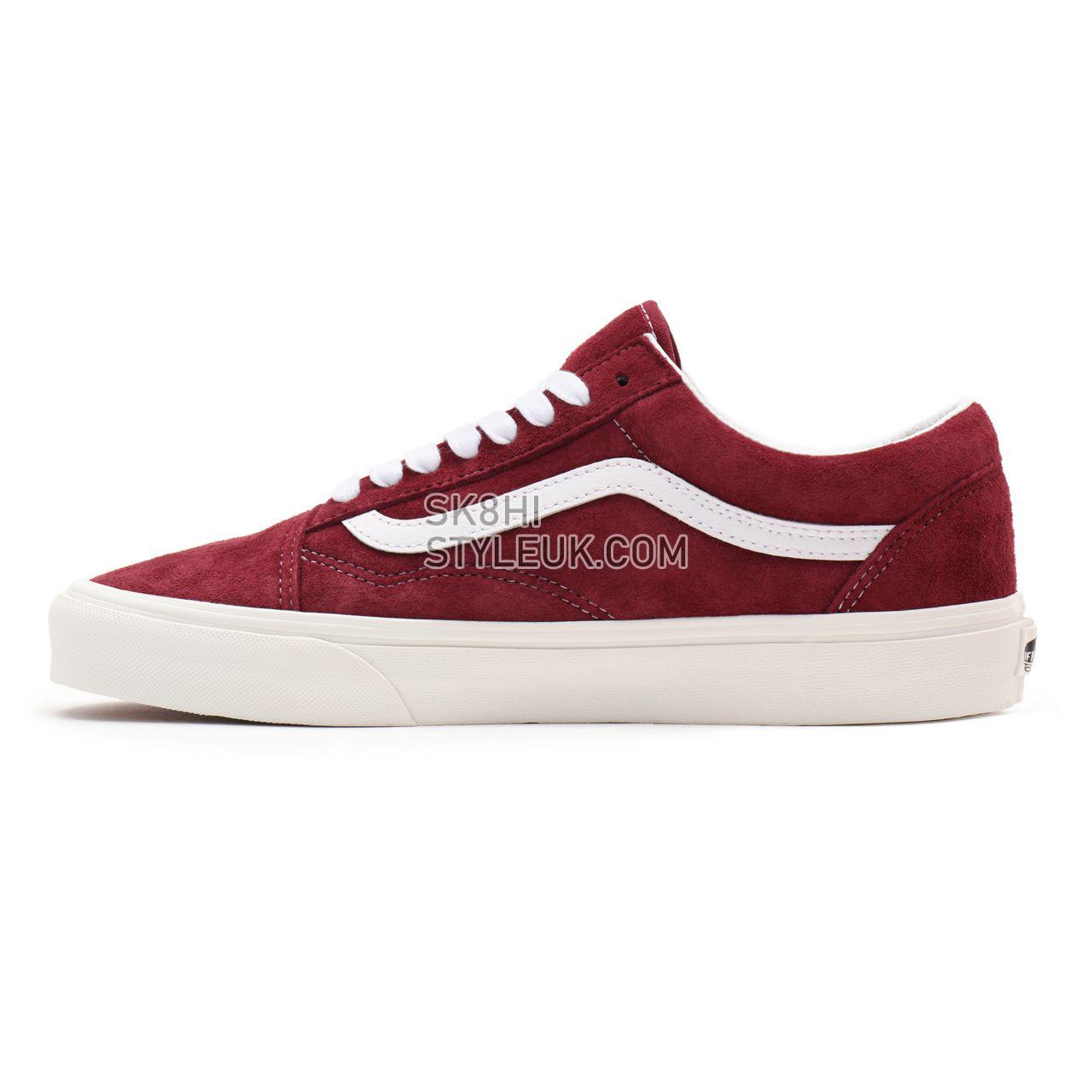 Vans Pig Suede Old Skool Red Classic Mens Womens - (Pig Suede) pomegranate/snow white VN0A38G19G8 Shoes