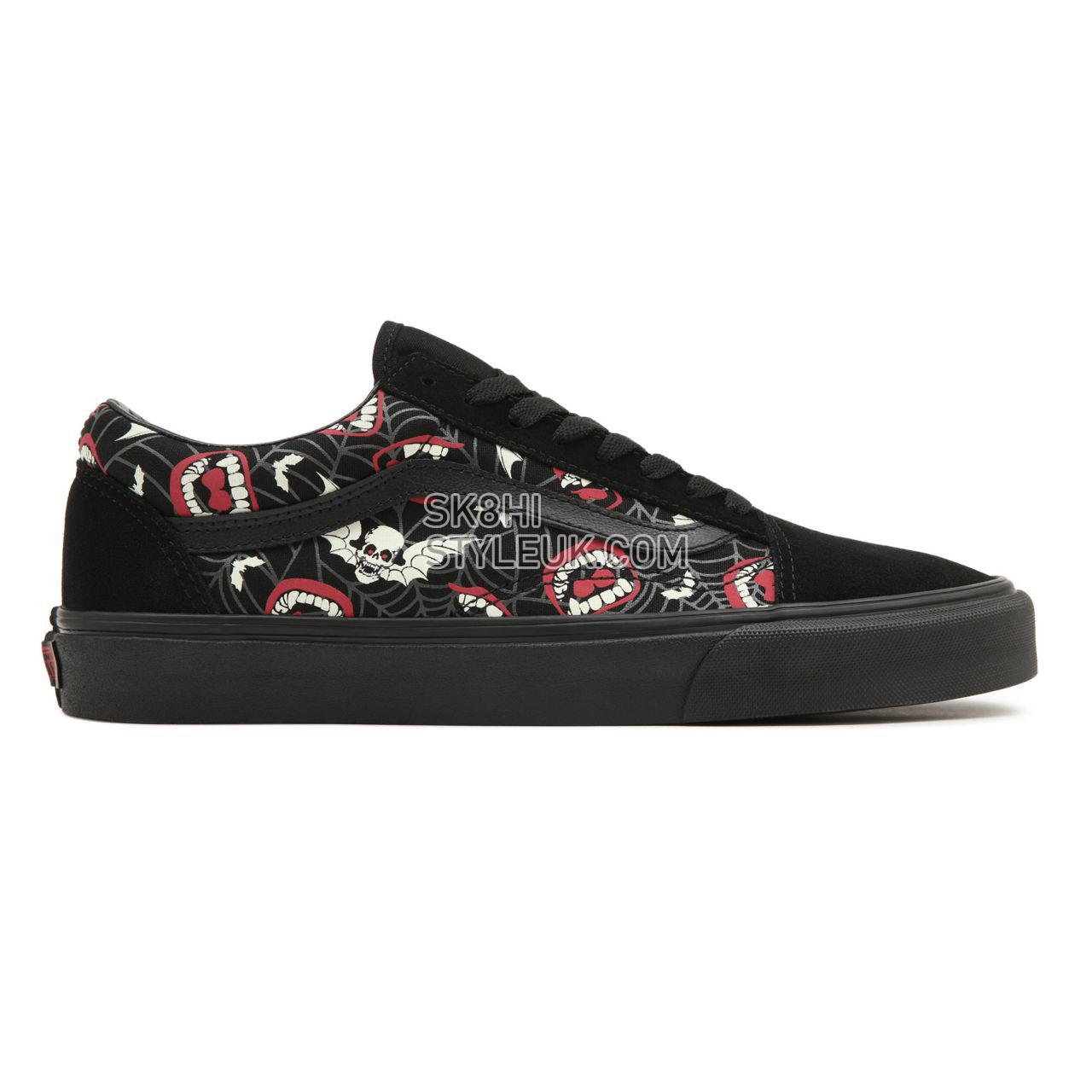 Vans Glow Frights Old Skool Black Classic Mens Womens - (Glow Frights) Black/Black VN0A5KRF8MG Shoes