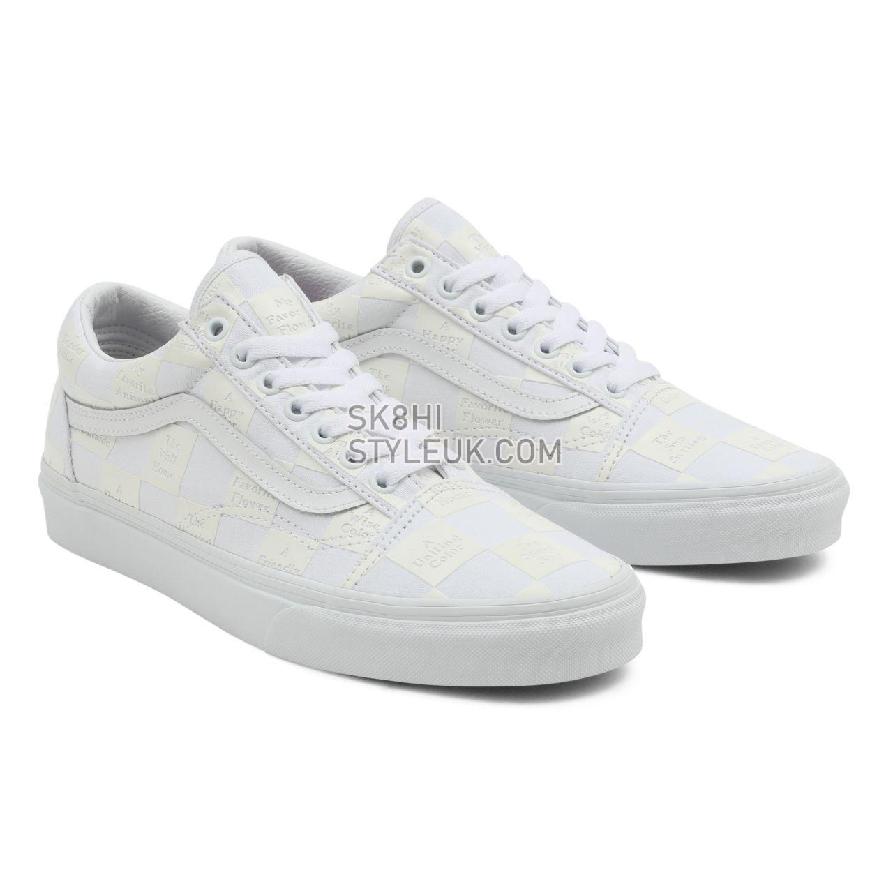 Vans DIY Checkerboard Old Skool White Classic Mens Womens - (Diy Checkerboard) True White VN0A5KRF8AX Shoes