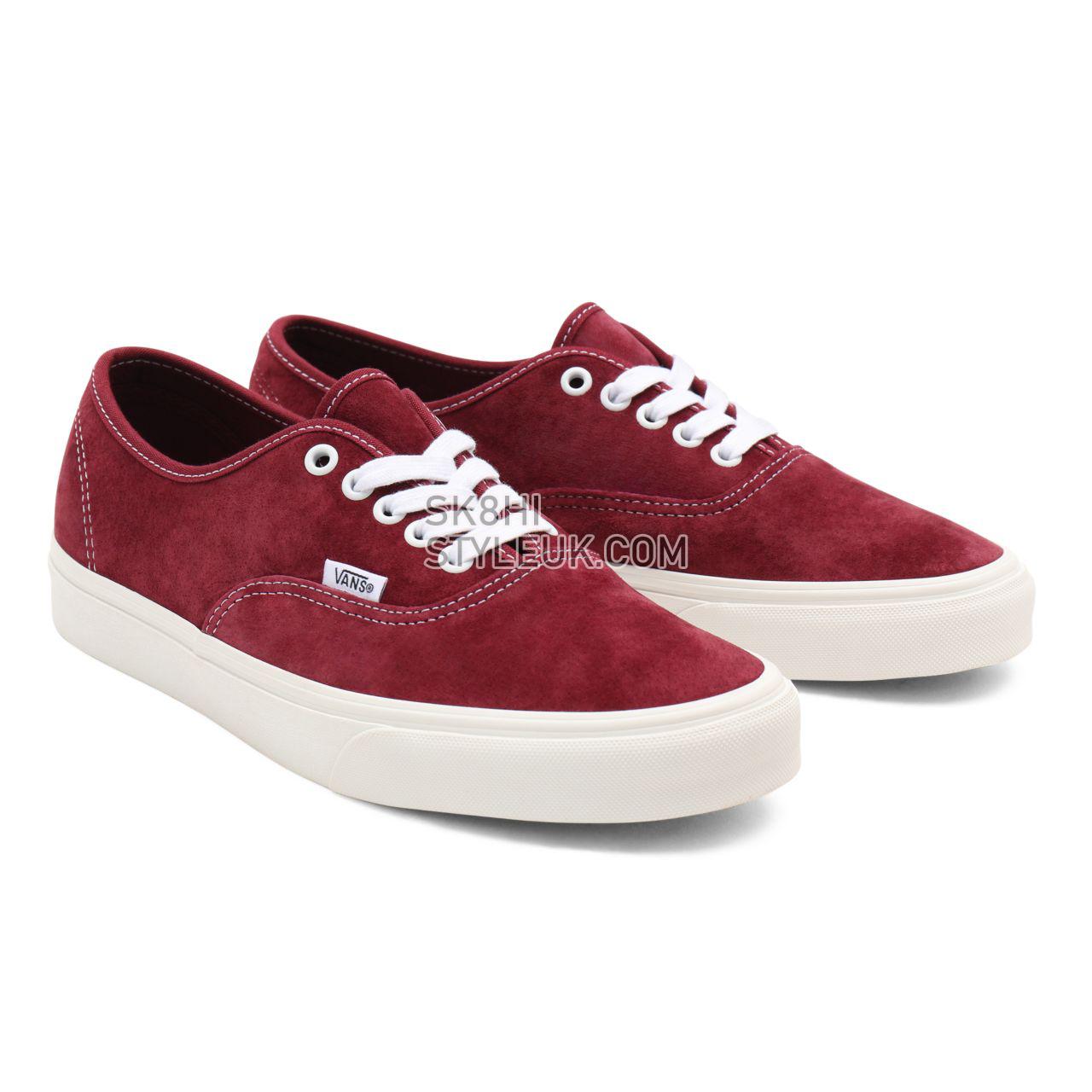 Vans Pig Suede Authentic Red Classic Mens Womens - (Pig Suede) pomegranate/snow white VN0A5HZS9G8 Shoes