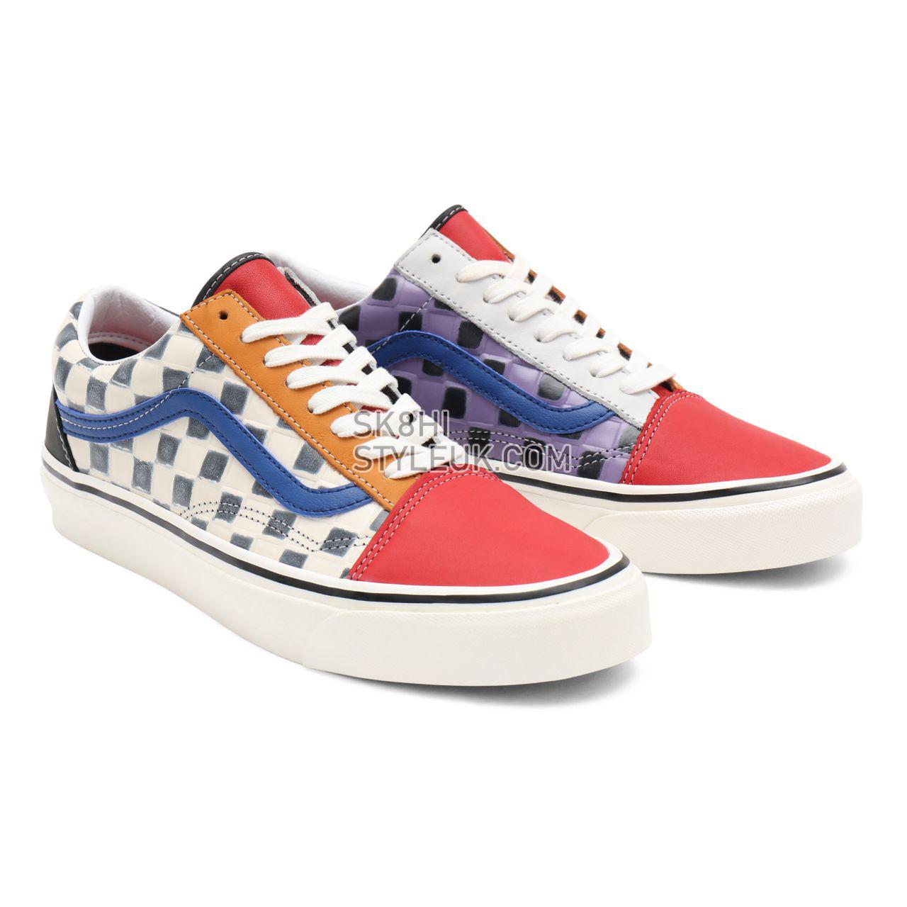 Vans Anahiem Factory Old Skool 36 DX Multicolour Classic Mens Womens - (Anaheim Factory) leather check/multi/red VN0A54F39XM Sho