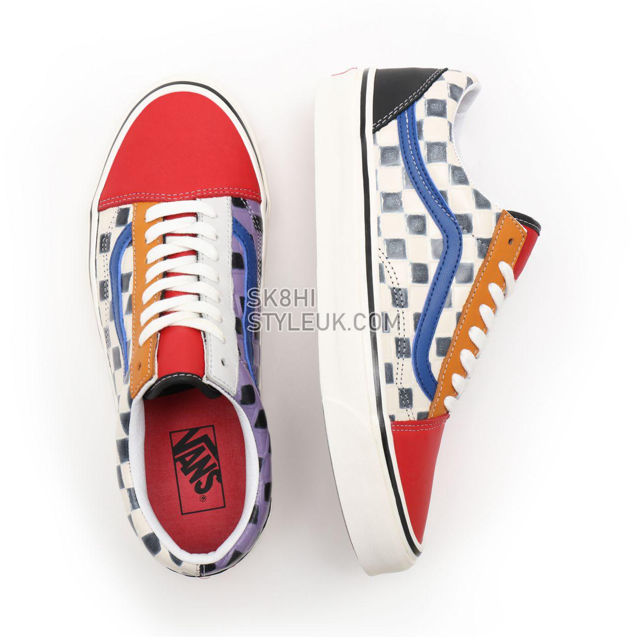 Vans Anahiem Factory Old Skool 36 DX Multicolour Classic Mens Womens - (Anaheim Factory) leather check/multi/red VN0A54F39XM Sho