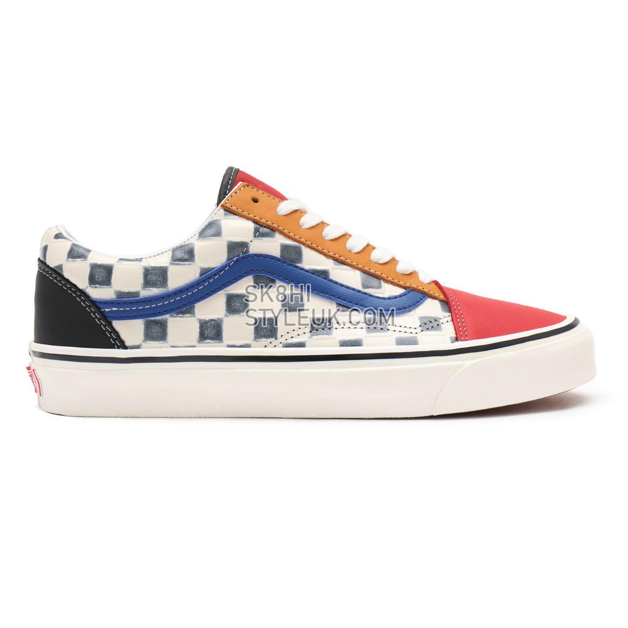 Vans Anahiem Factory Old Skool 36 DX Multicolour Classic Mens Womens - (Anaheim Factory) leather check/multi/red VN0A54F39XM Sho