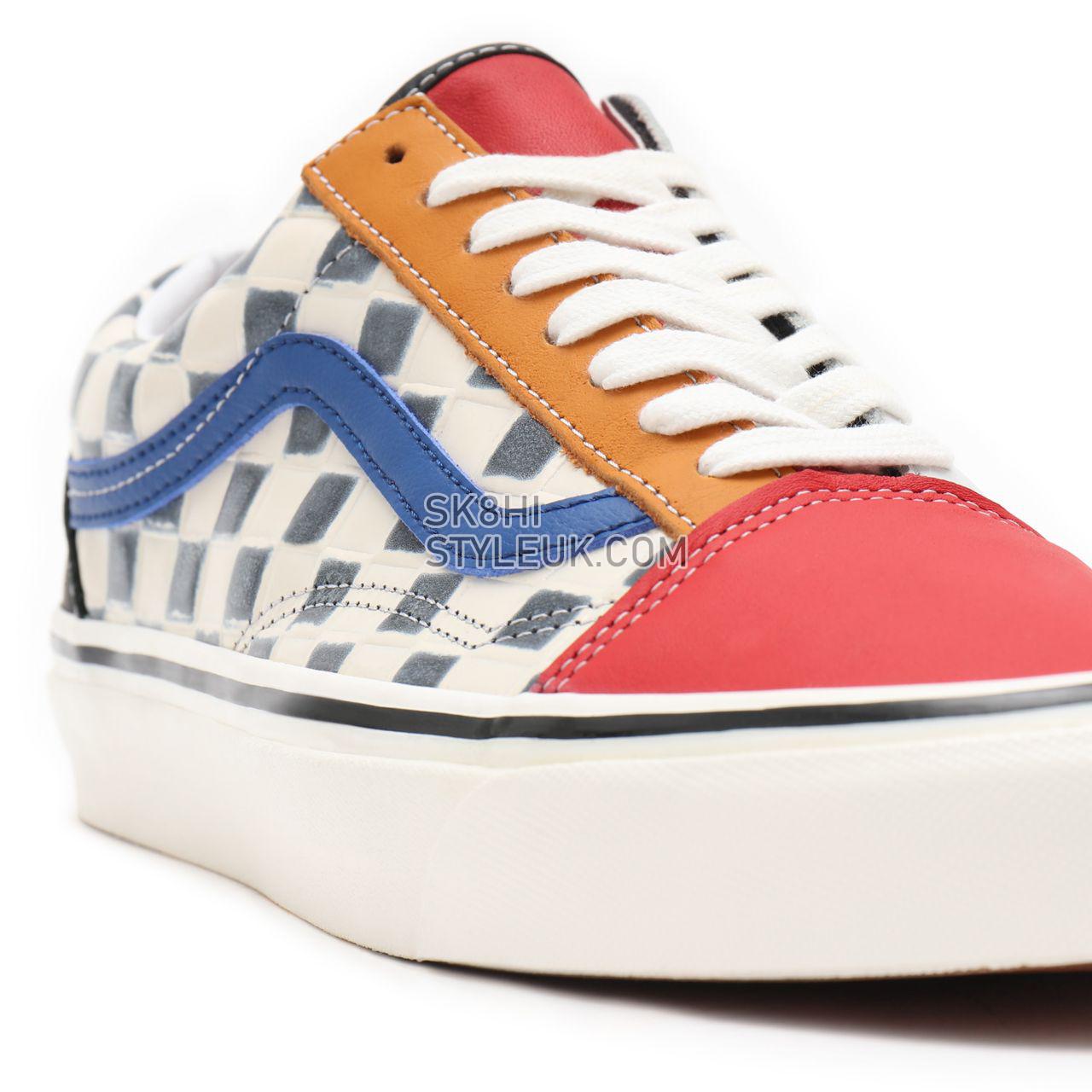 Vans Anahiem Factory Old Skool 36 DX Multicolour Classic Mens Womens - (Anaheim Factory) leather check/multi/red VN0A54F39XM Sho