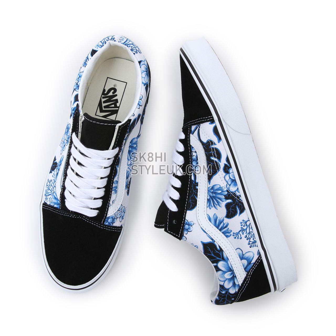 Vans Old Skool Floral Blue Classic Mens Womens - Blue/White VN0A7Q2JY6Z Shoes