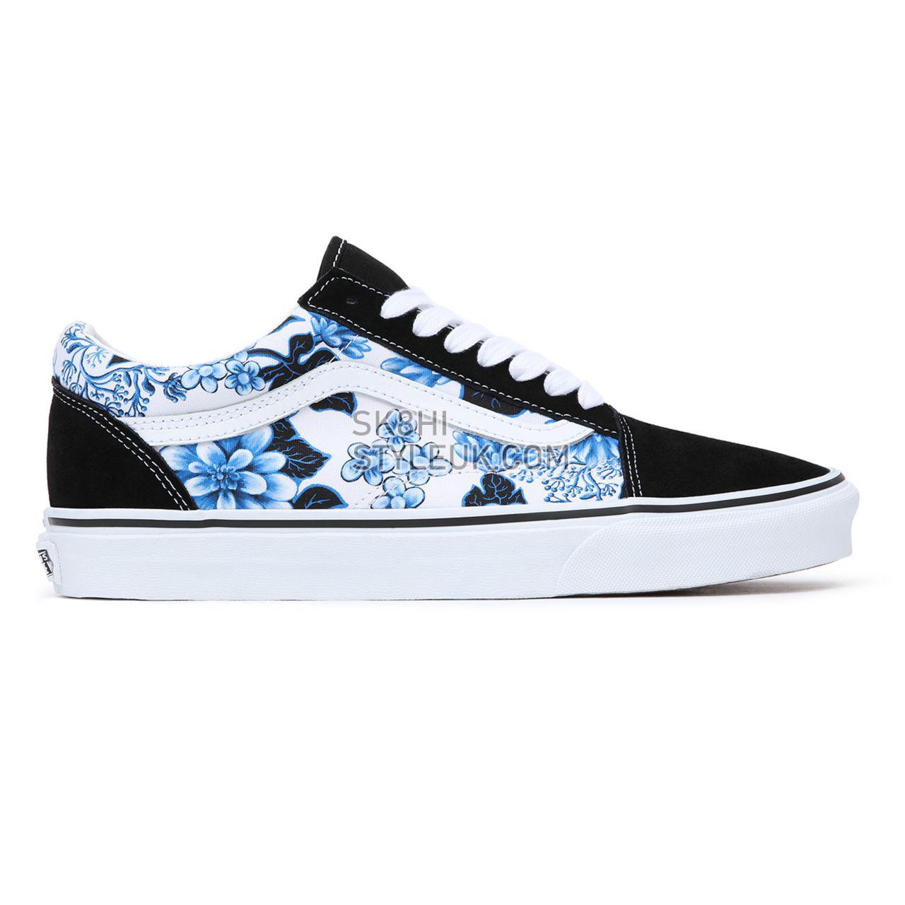 Vans Old Skool Floral Blue Classic Mens Womens - Blue/White VN0A7Q2JY6Z Shoes