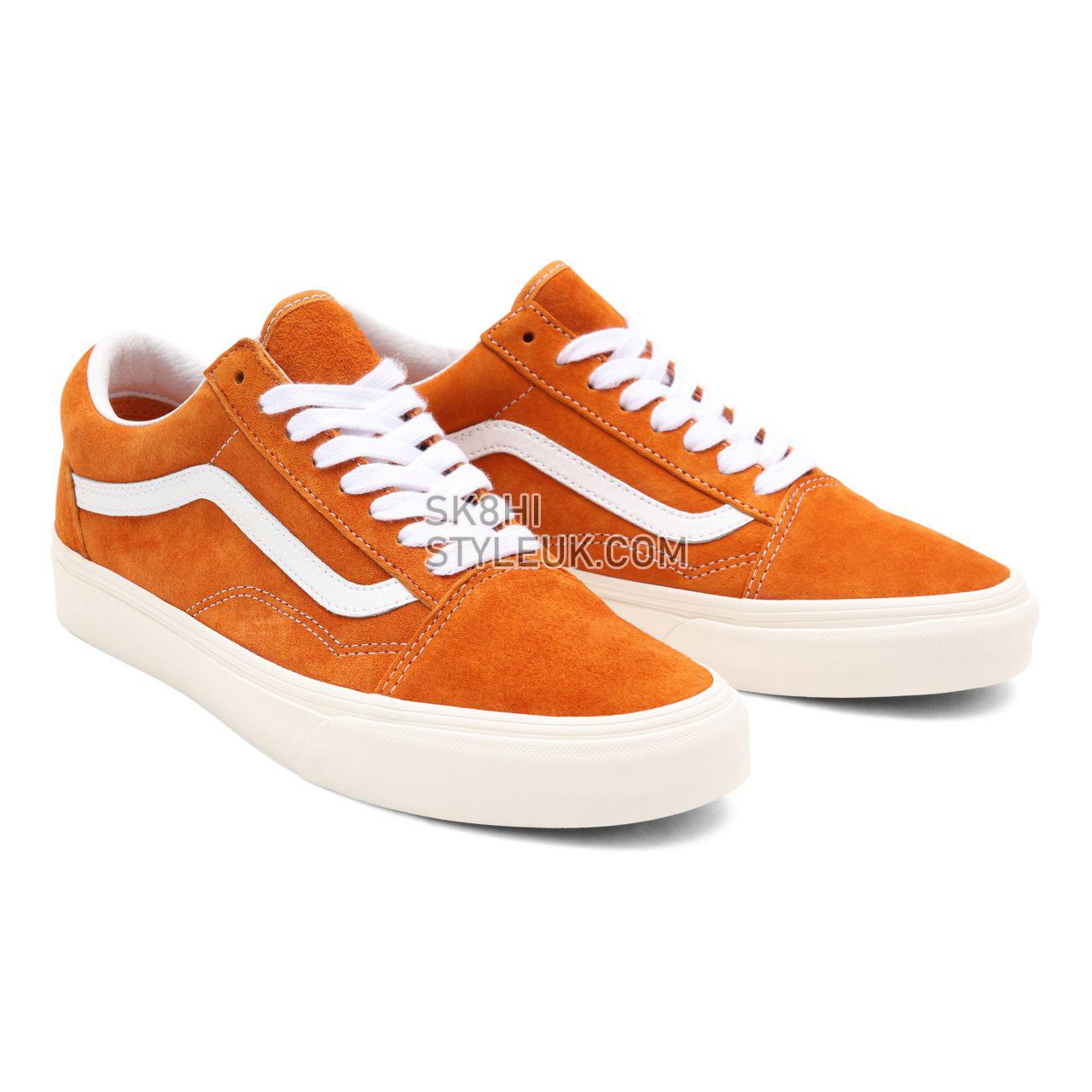 Vans Pig Suede Old Skool Orange Classic Mens Womens - (Pig Suede) desert sun/snow white VN0A38G19FZ Shoes