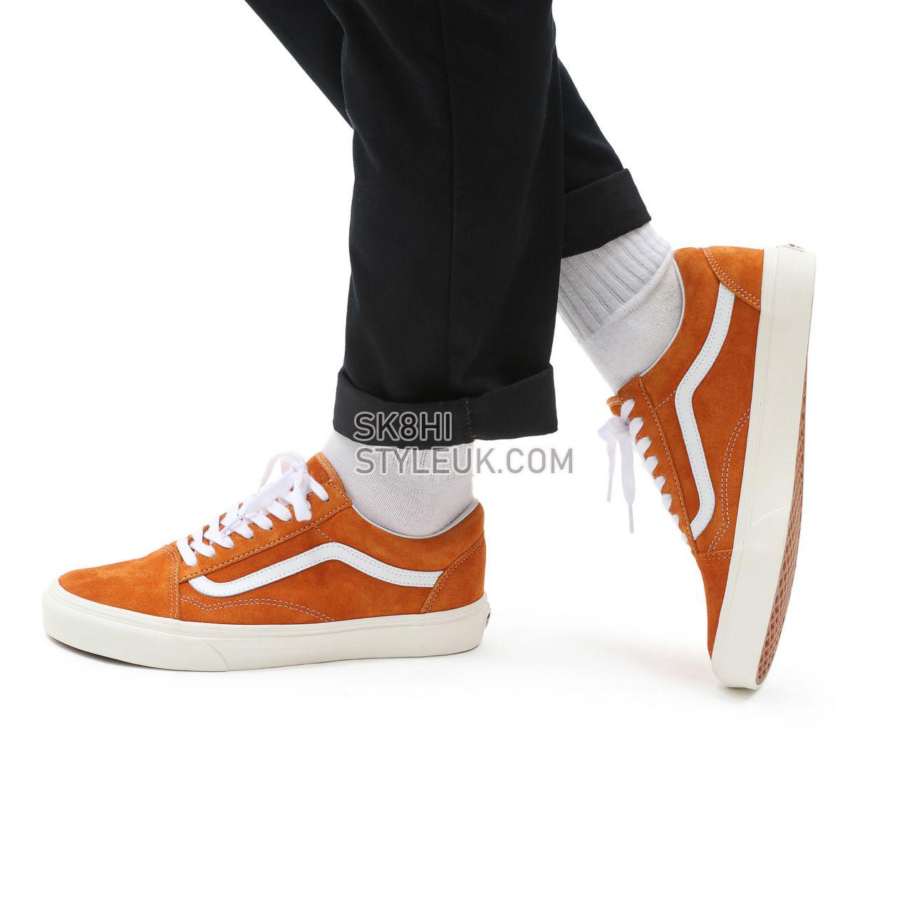 Vans Pig Suede Old Skool Orange Classic Mens Womens - (Pig Suede) desert sun/snow white VN0A38G19FZ Shoes