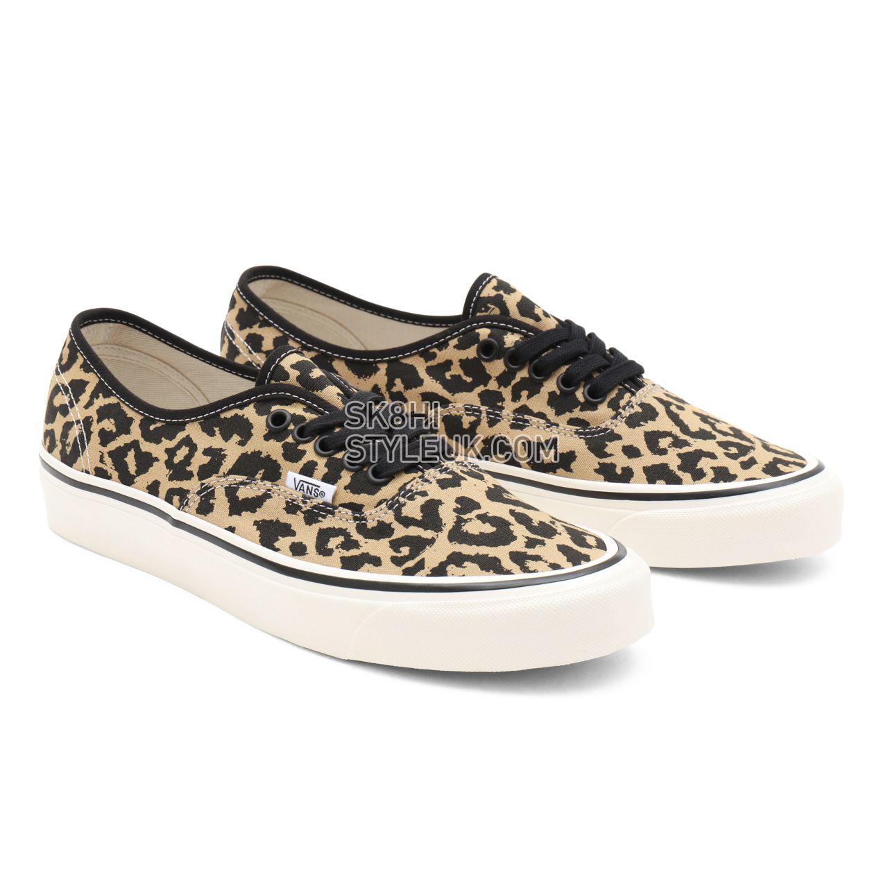 Vans Anaheim Factory Authentic 44 DX Black Classic Mens Womens - (Anaheim Factory) black/tan leopard VN0A54F29GI Shoes