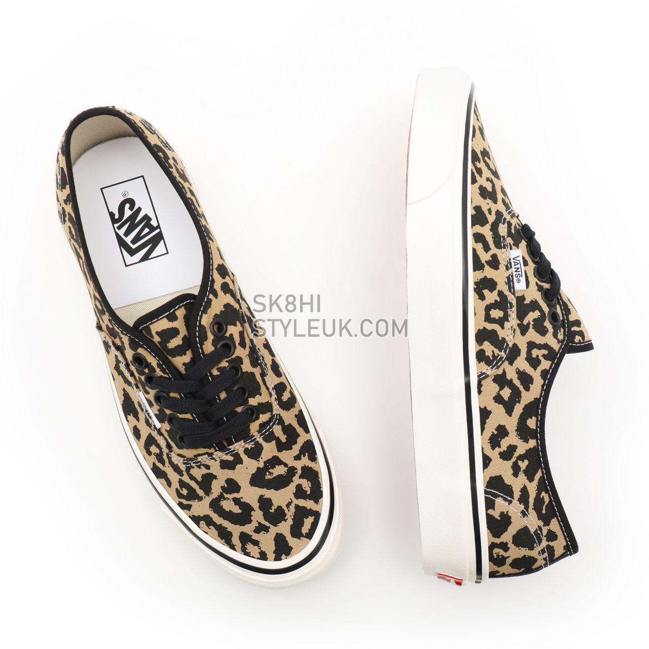 Vans Anaheim Factory Authentic 44 DX Black Classic Mens Womens - (Anaheim Factory) black/tan leopard VN0A54F29GI Shoes