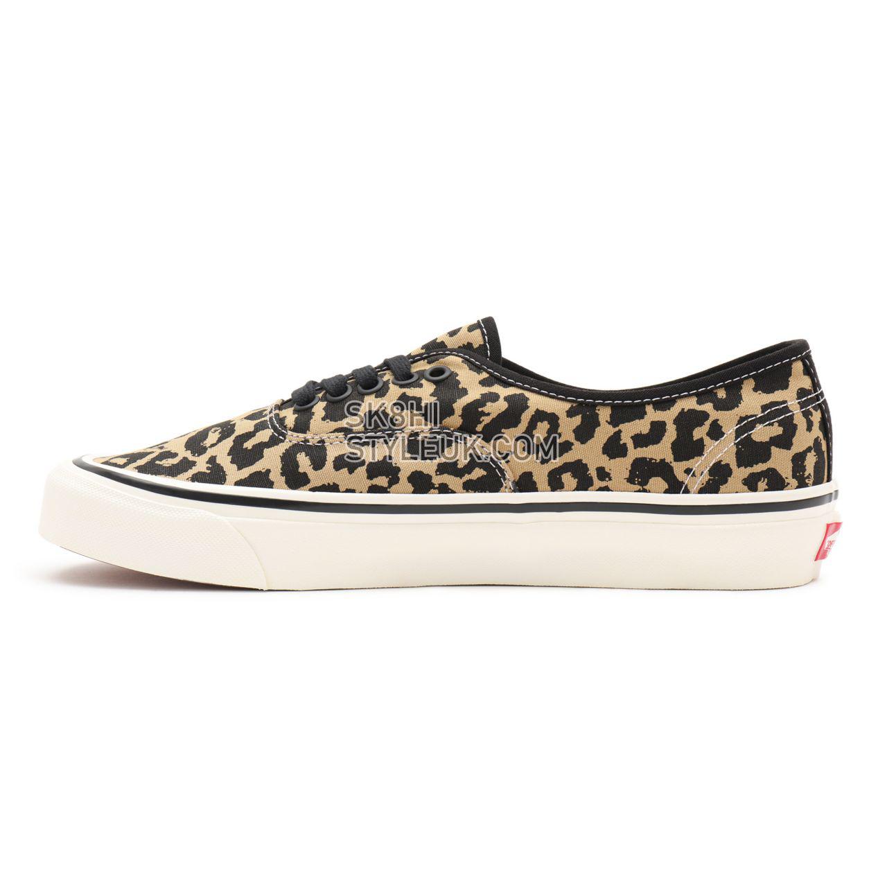 Vans Anaheim Factory Authentic 44 DX Black Classic Mens Womens - (Anaheim Factory) black/tan leopard VN0A54F29GI Shoes