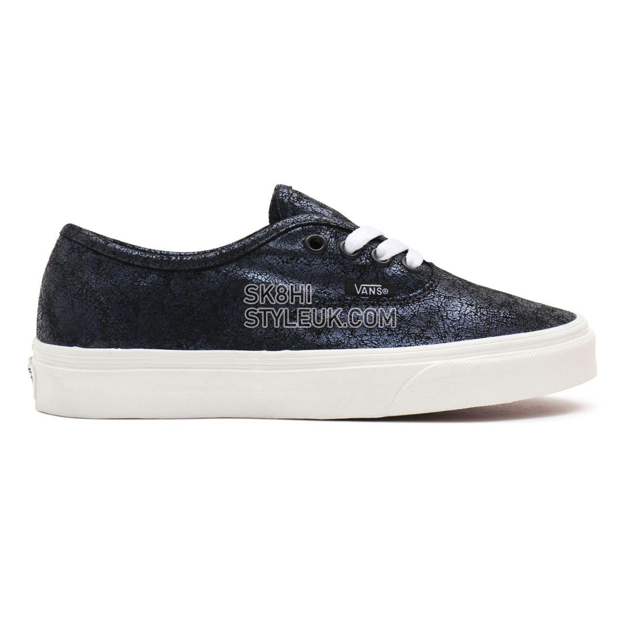 Vans Cracked Leather Authentic Black Classic Mens Womens - (Cracked Leather) black/blanc de blanc VN0A5HZS9FK Shoes