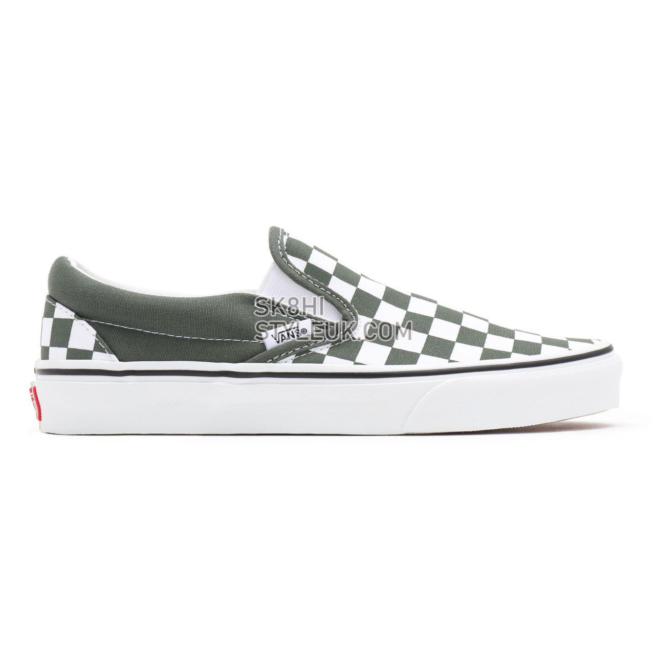 Vans Checkerboard Classic Slip-On Green Classic Mens Womens - (Checkerboard) thyme/true white VN0A33TB9HO Shoes