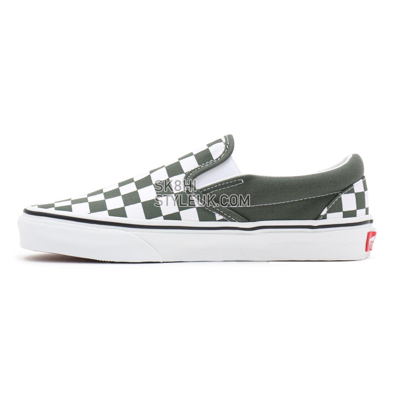 Vans Checkerboard Classic Slip-On Green Classic Mens Womens - (Checkerboard) thyme/true white VN0A33TB9HO Shoes