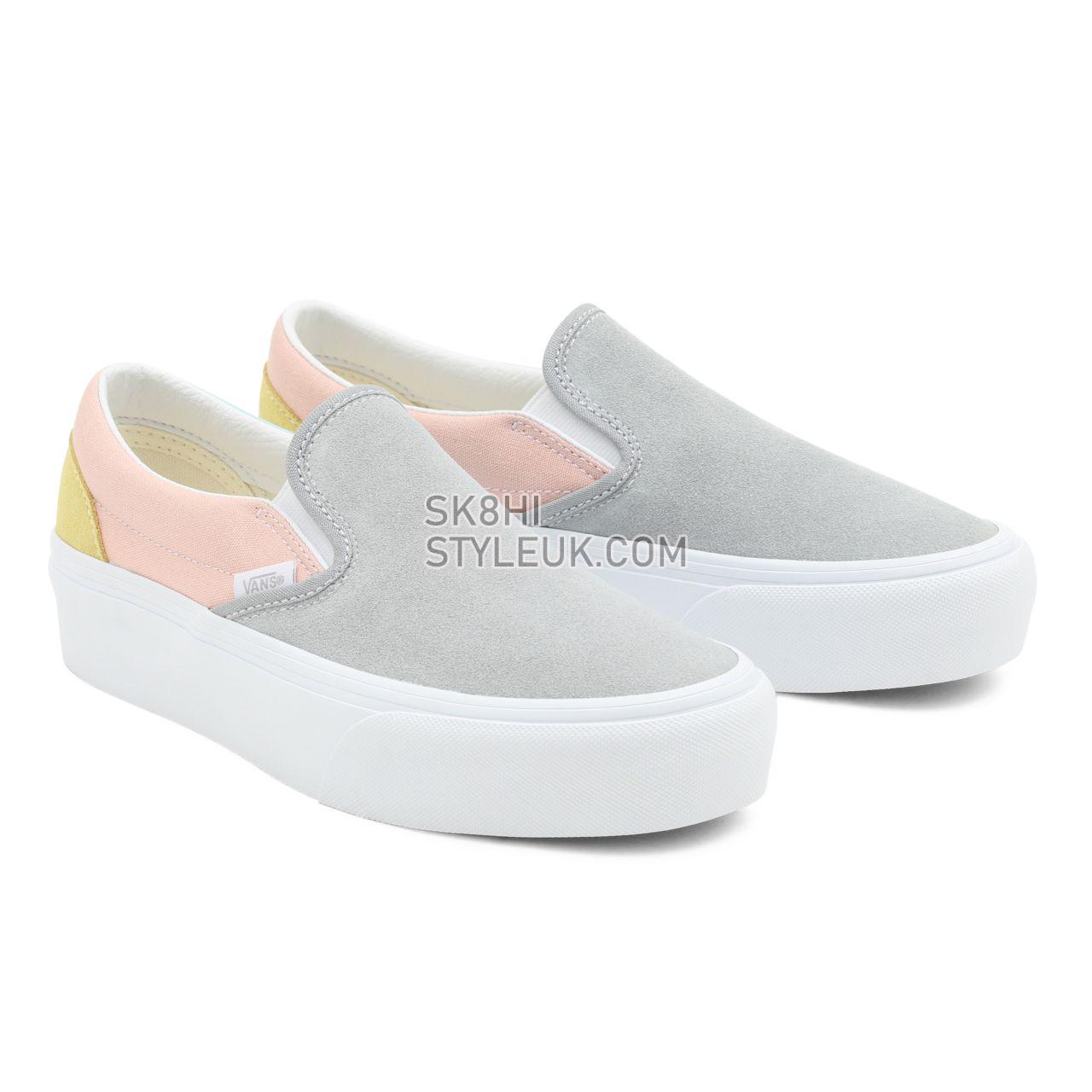 Vans Colour Block Classic Slip-On Platform Grey Classic Womens - (Color Block) Pastel/True White VN0A3JEZ8OJ Shoes