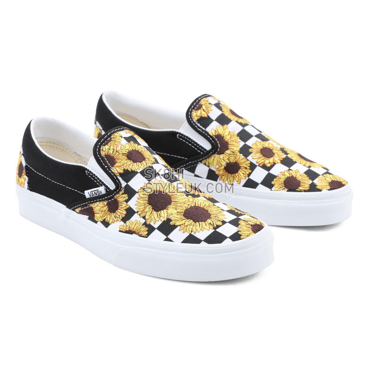 Vans Sunflower Embroidery Classic Slip-On Black Classic Womens - (Sunflower Embroidery) black/true white VN0A5AO8682 Shoes