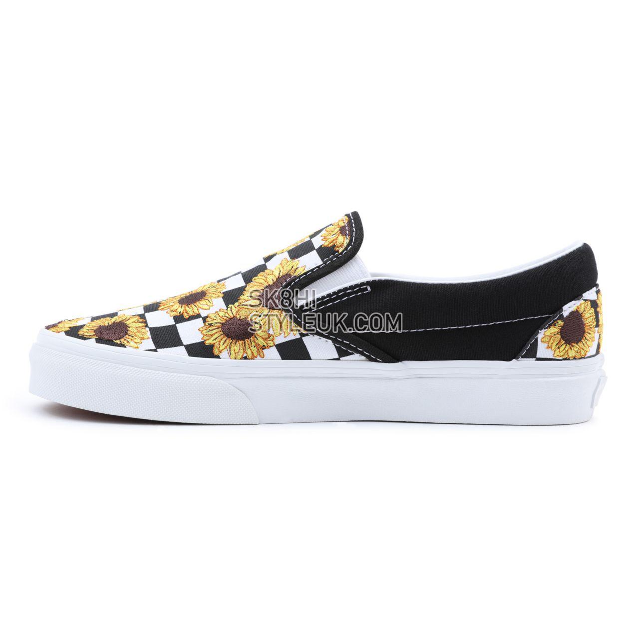 Vans Sunflower Embroidery Classic Slip-On Black Classic Womens - (Sunflower Embroidery) black/true white VN0A5AO8682 Shoes