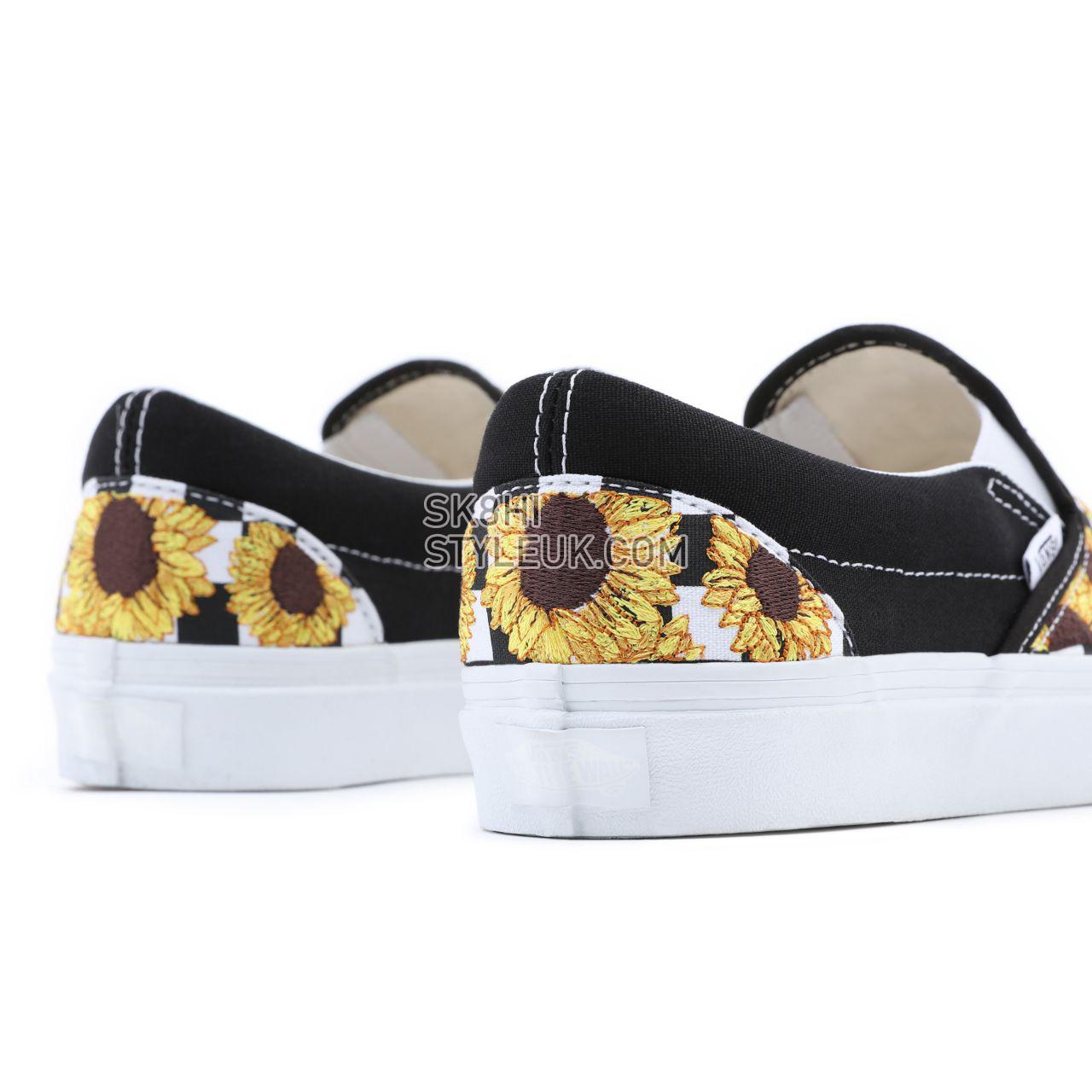 Vans Sunflower Embroidery Classic Slip-On Black Classic Womens - (Sunflower Embroidery) black/true white VN0A5AO8682 Shoes