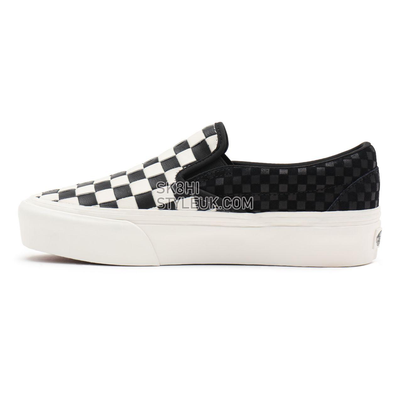 Vans Woven Classic Slip-On Platform White Classic Womens - (Woven) leather/blanc de blanc VN0A5KXB9GY Shoes