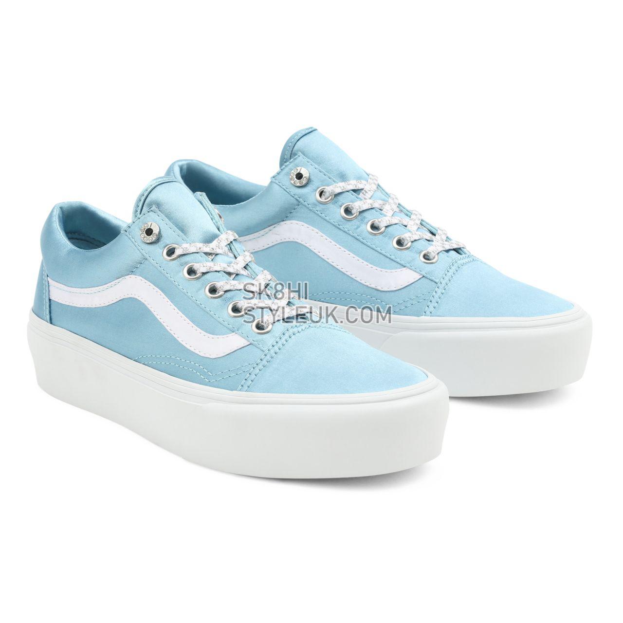 Vans Sparkle Check Old Skool Platform Blue Classic Womens - (Sparkle Check) Aquatic/True White VN0A5KRGA44 Shoes