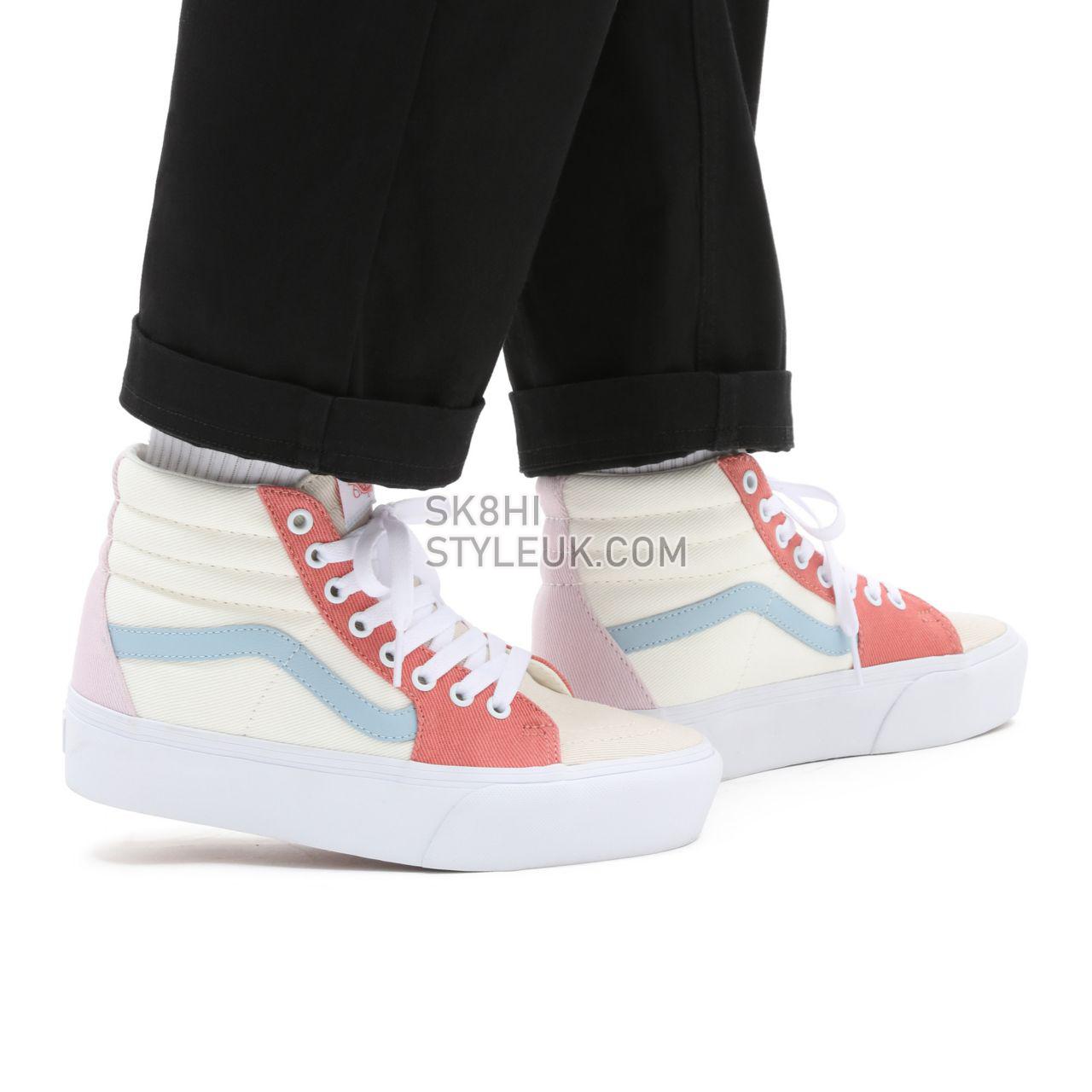 Vans Twill Sk8-Hi Platform 2.0 White Classic Womens - (Twill) pastel block/true white VN0A3TKN9MK Shoes