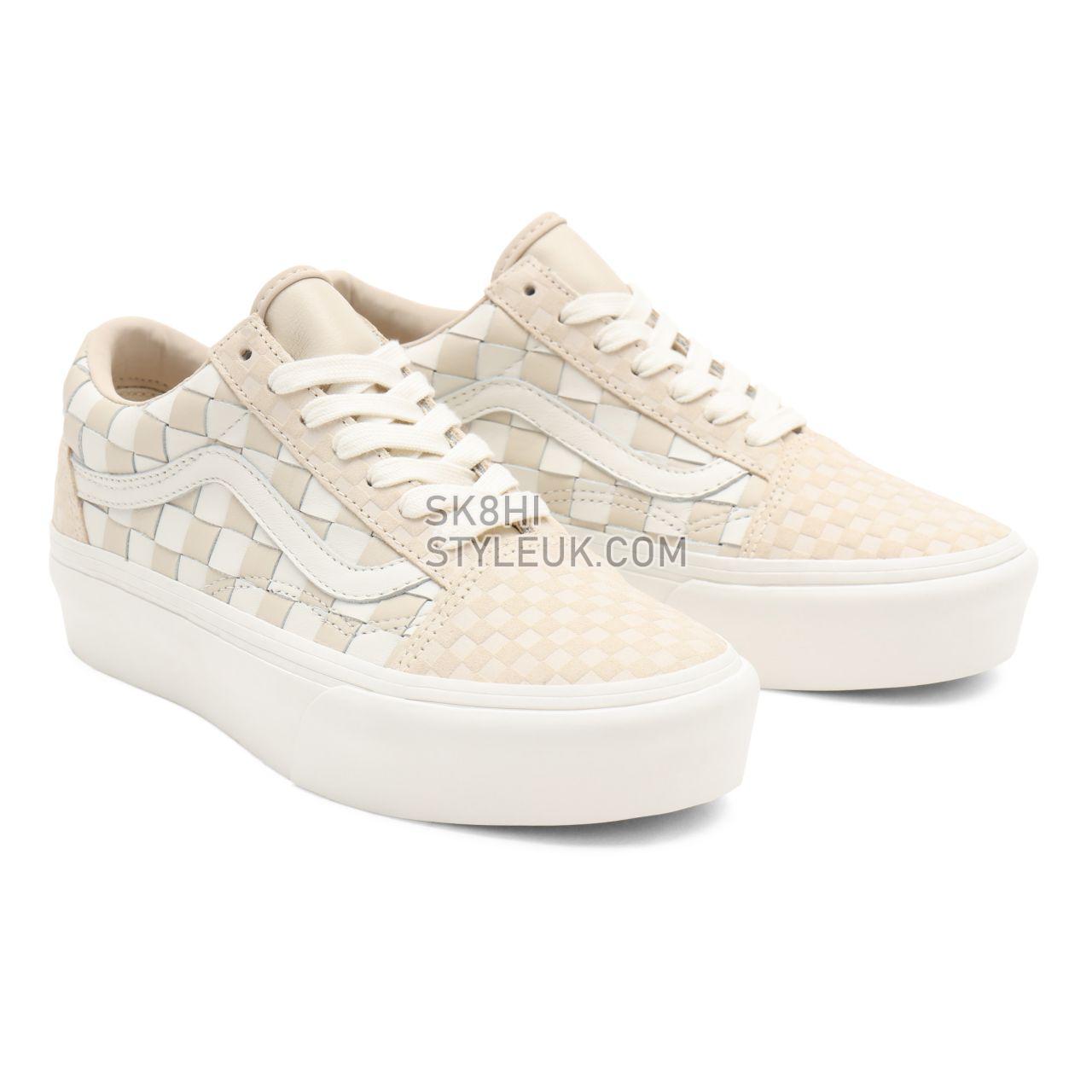 Vans Woven Old Skool Platform White Classic Womens - (Woven) leather/blanc de blanc VN0A5KX99GY Shoes