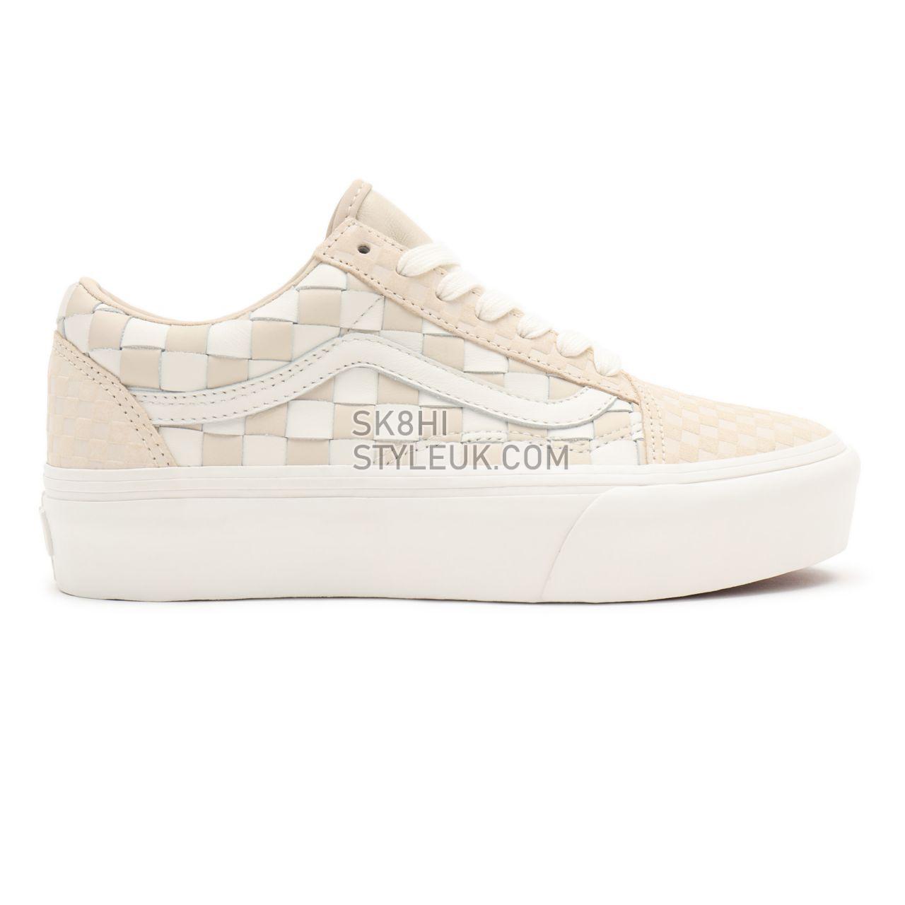 Vans Woven Old Skool Platform White Classic Womens - (Woven) leather/blanc de blanc VN0A5KX99GY Shoes