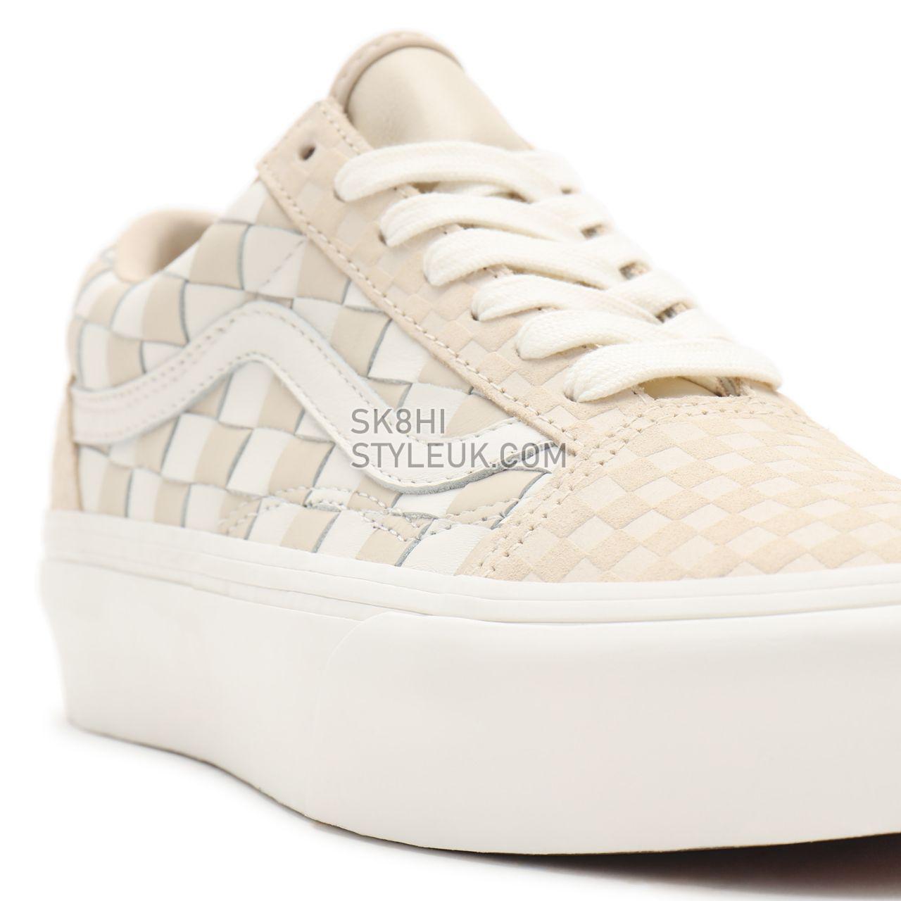 Vans Woven Old Skool Platform White Classic Womens - (Woven) leather/blanc de blanc VN0A5KX99GY Shoes