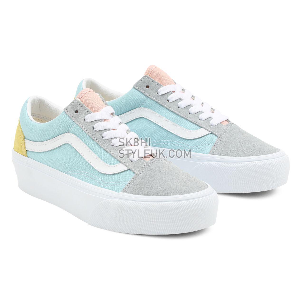 Vans Colour Block Old Skool Platform Grey Classic Womens - (Color Block) Pastel/True White VN0A5KRG8OJ Shoes