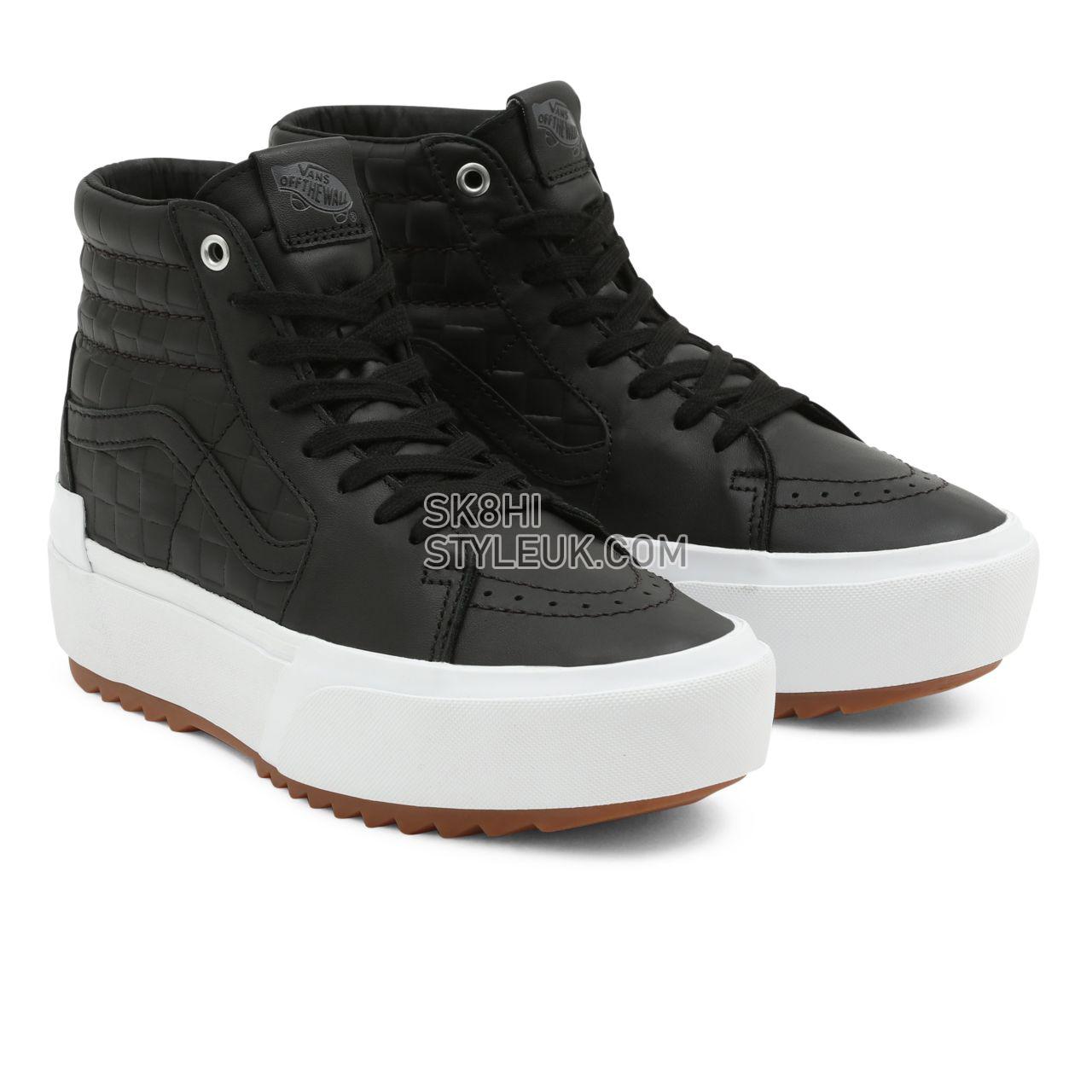 Vans Emboss Check Sk8-Hi Stacked Black Classic Womens - (Emboss Check) Black/True White VN0A4BTWA5S Shoes