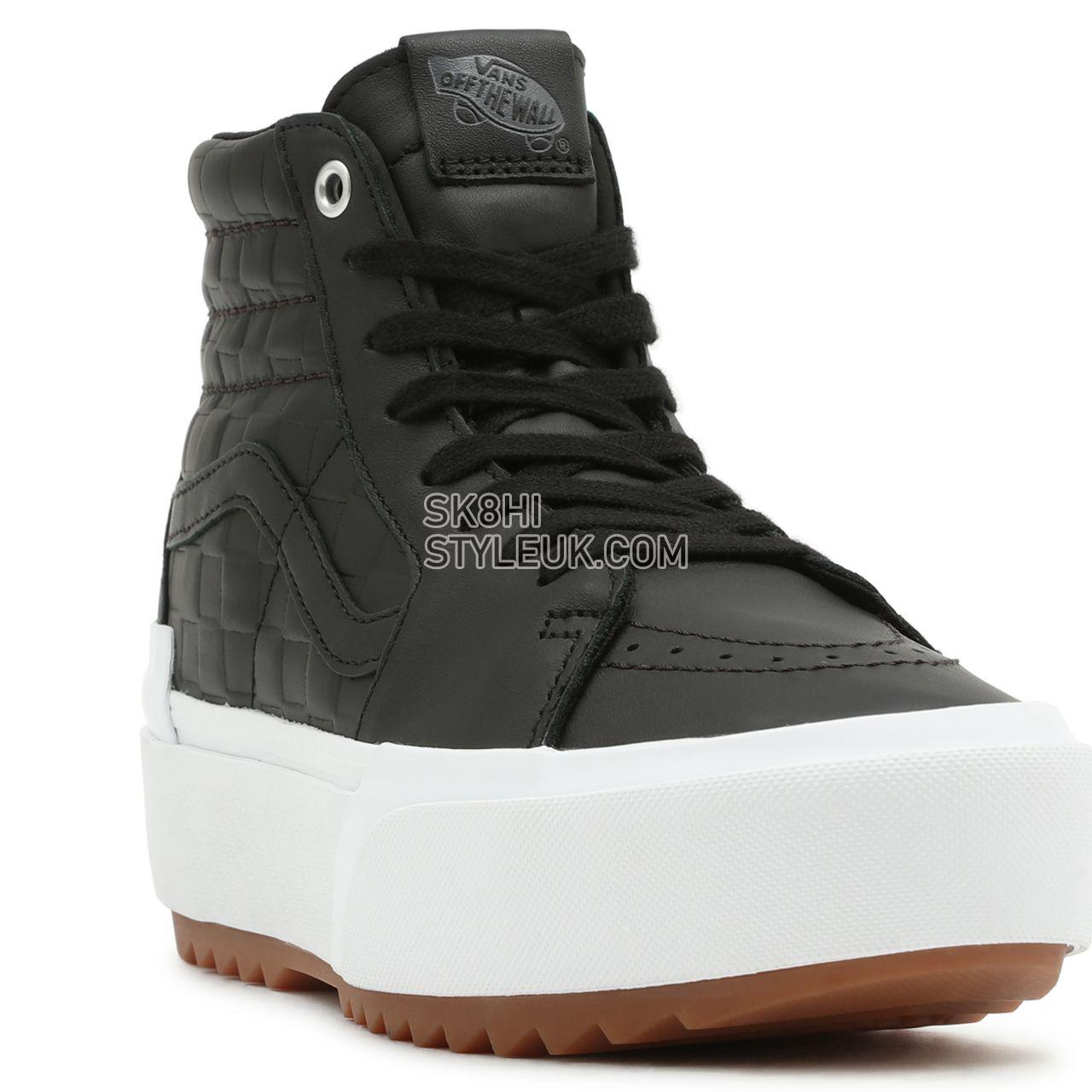 Vans Emboss Check Sk8-Hi Stacked Black Classic Womens - (Emboss Check) Black/True White VN0A4BTWA5S Shoes