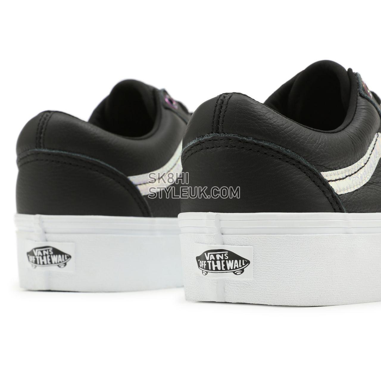 Vans Holo Sidestripe Old Skool Platform Black Classic Womens - (Holo Sidestripe) Black/True White VN0A5KRG98E Shoes