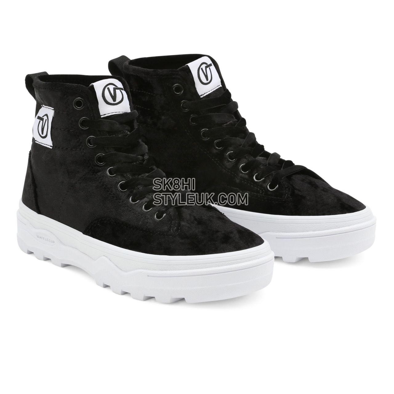 Vans Crushed Velvet Sentry WC Black Classic Womens - (Crushed Velvet) Black/True White VN0A4P3KA8J Shoes