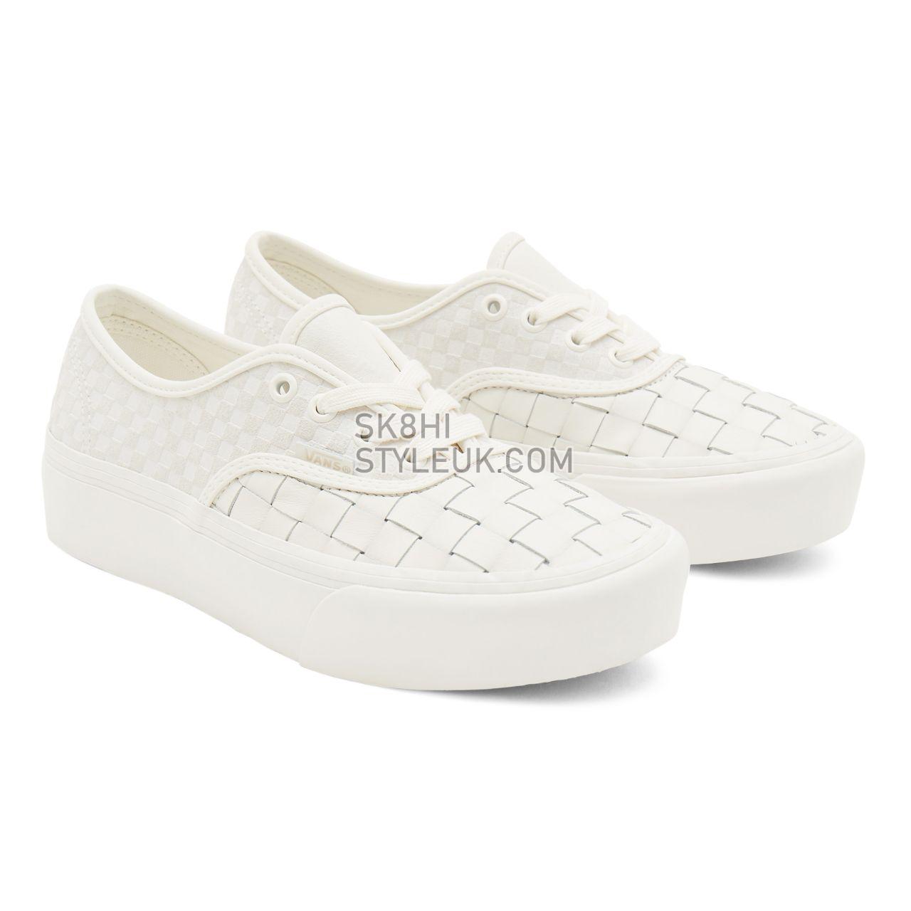 Vans Authentic Platform 2.0 Woven White Classic Womens - (Woven) leather/blanc de blanc VN0A5KXA9GY Shoes