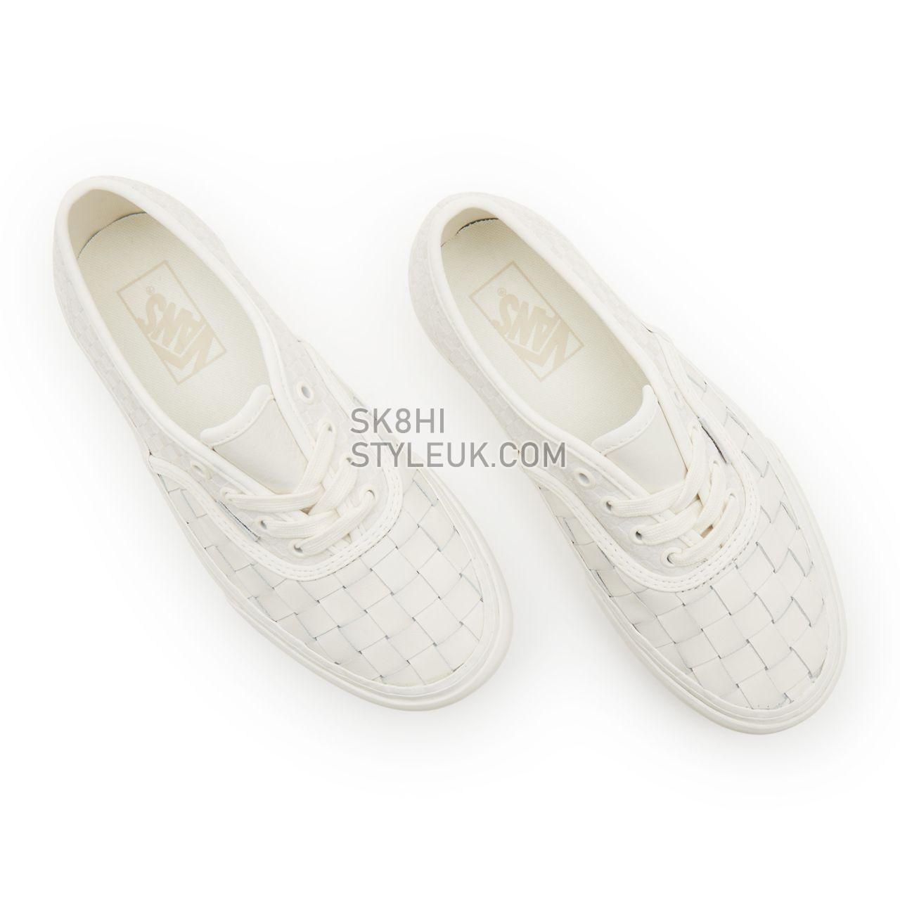 Vans Authentic Platform 2.0 Woven White Classic Womens - (Woven) leather/blanc de blanc VN0A5KXA9GY Shoes