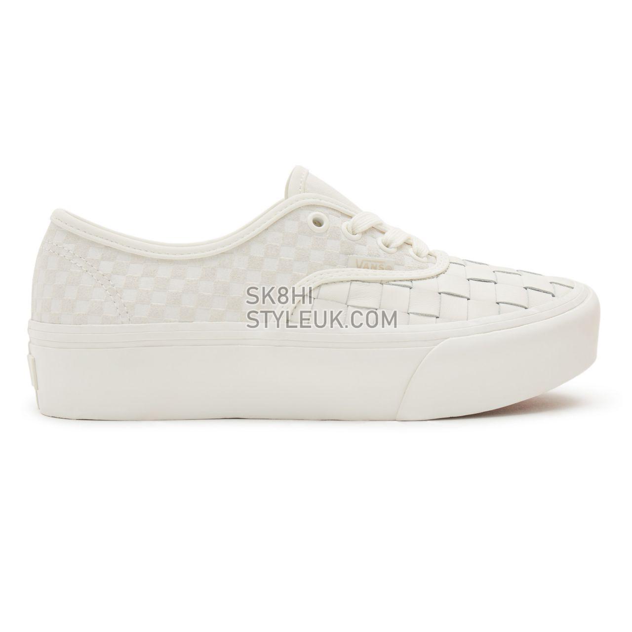 Vans Authentic Platform 2.0 Woven White Classic Womens - (Woven) leather/blanc de blanc VN0A5KXA9GY Shoes