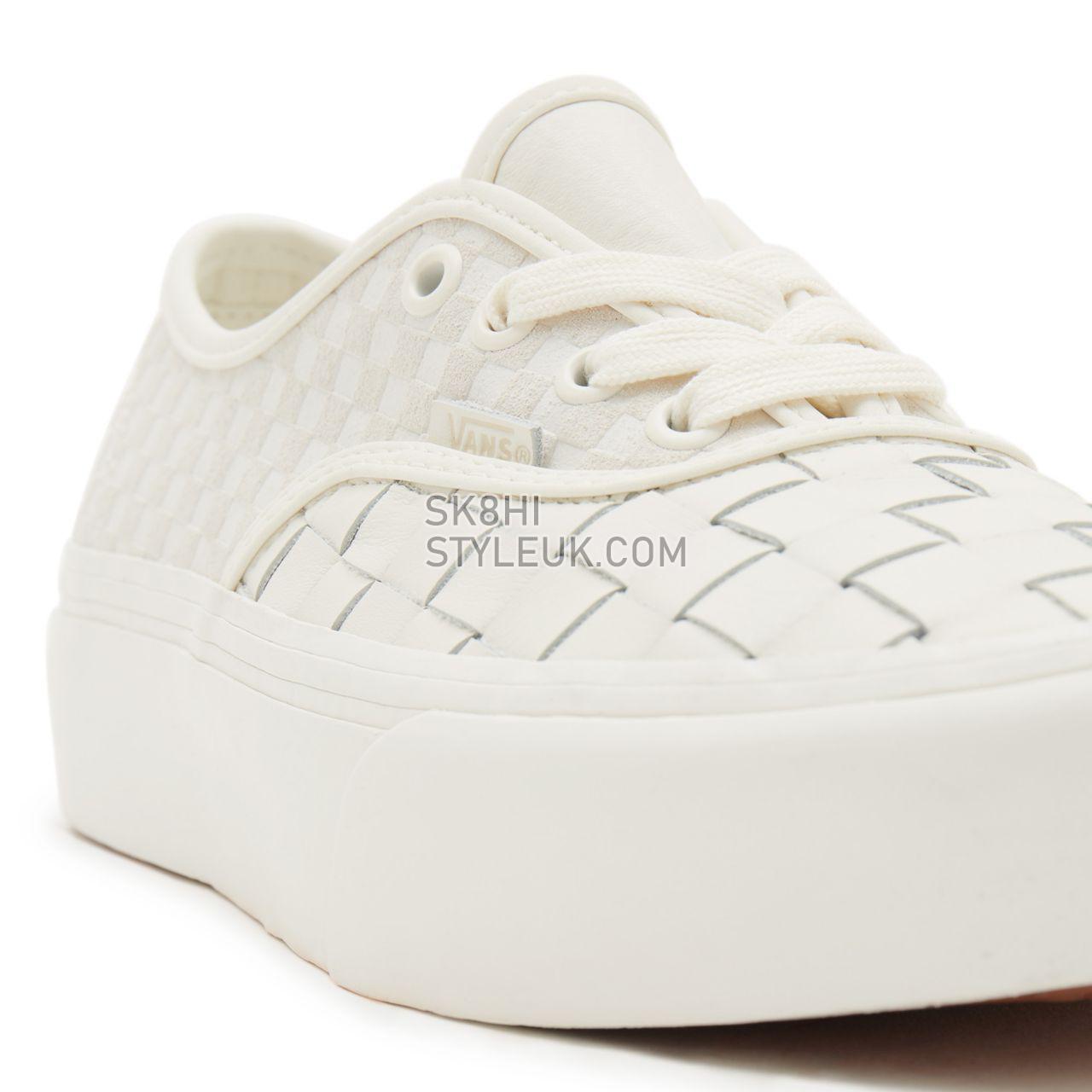 Vans Authentic Platform 2.0 Woven White Classic Womens - (Woven) leather/blanc de blanc VN0A5KXA9GY Shoes