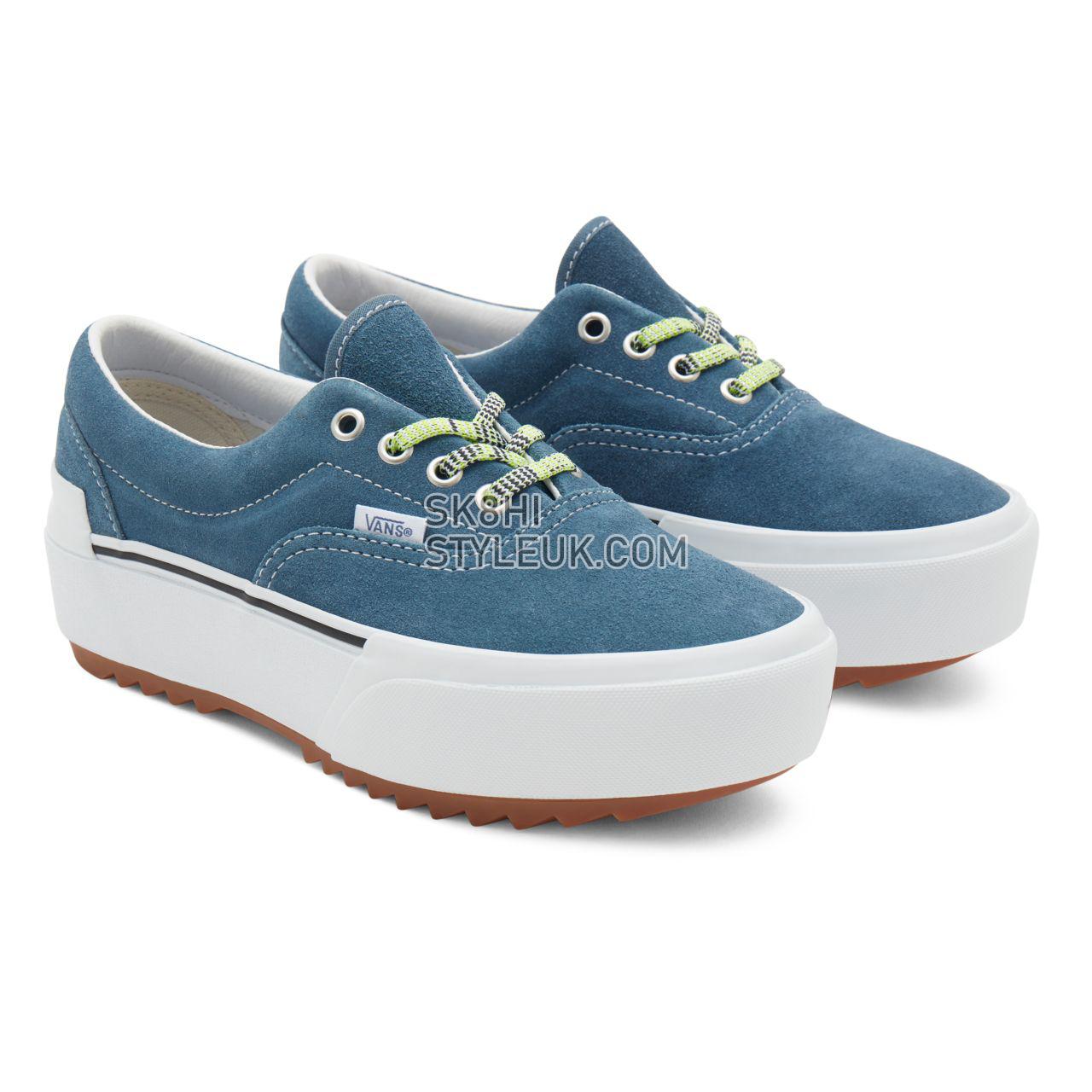 Vans Multi Lace Era Stacked Blue Classic Womens - (Multi Lace) cement blue/true white VN0A4BTO9MT Shoes