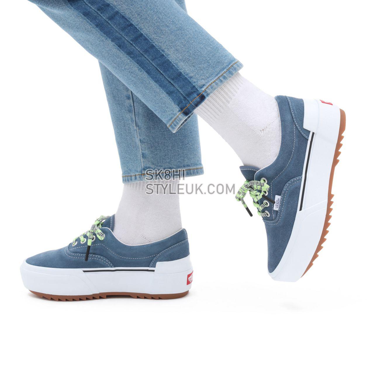 Vans Multi Lace Era Stacked Blue Classic Womens - (Multi Lace) cement blue/true white VN0A4BTO9MT Shoes