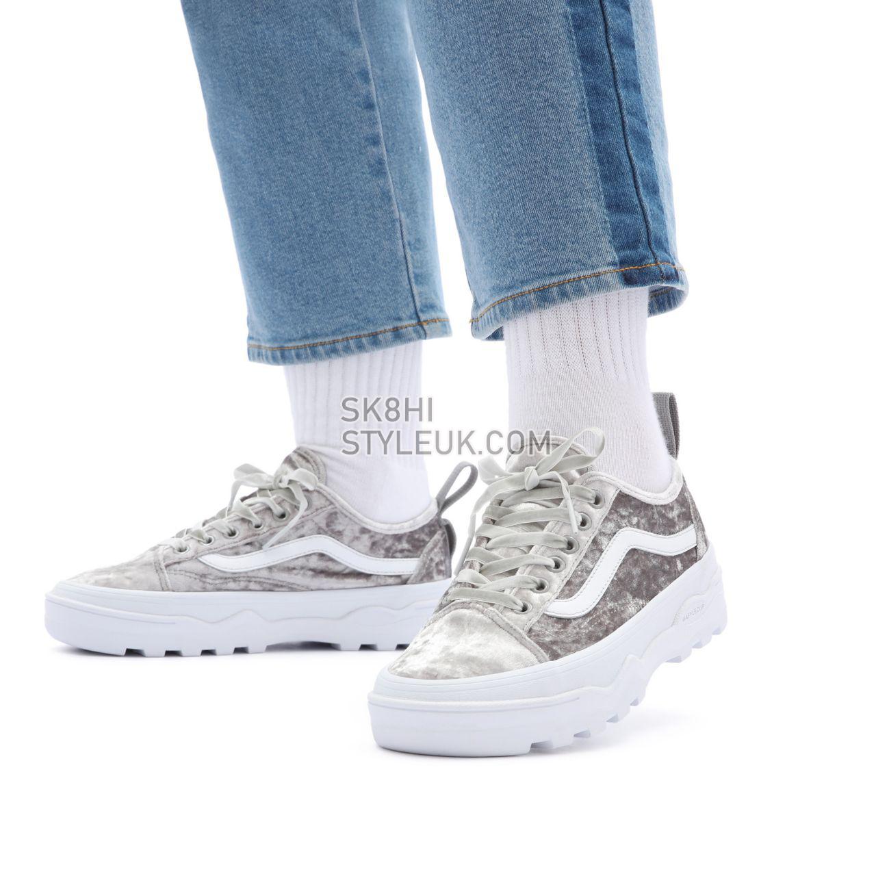 Vans Crushed Velvet Sentry Old Skool WC White Classic Womens - (Crushed Velvet) Silver/True White VN0A5KR3A62 Shoes