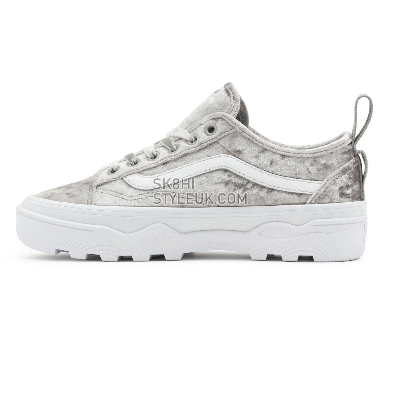 Vans Crushed Velvet Sentry Old Skool WC White Classic Womens - (Crushed Velvet) Silver/True White VN0A5KR3A62 Shoes