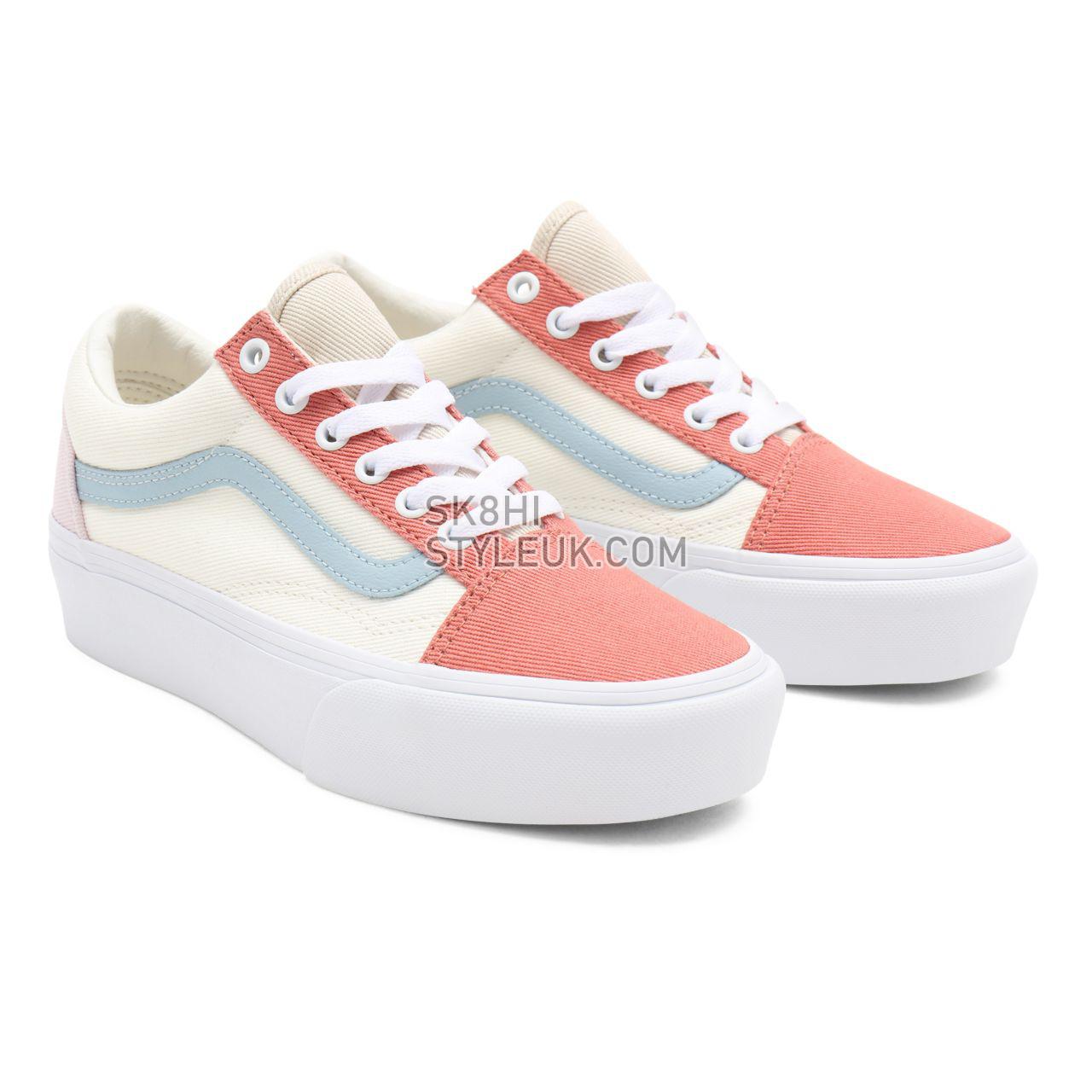 Vans Twill Old Skool Platform White Classic Womens - (Twill) pastel block/true white VN0A5KX99MK Shoes