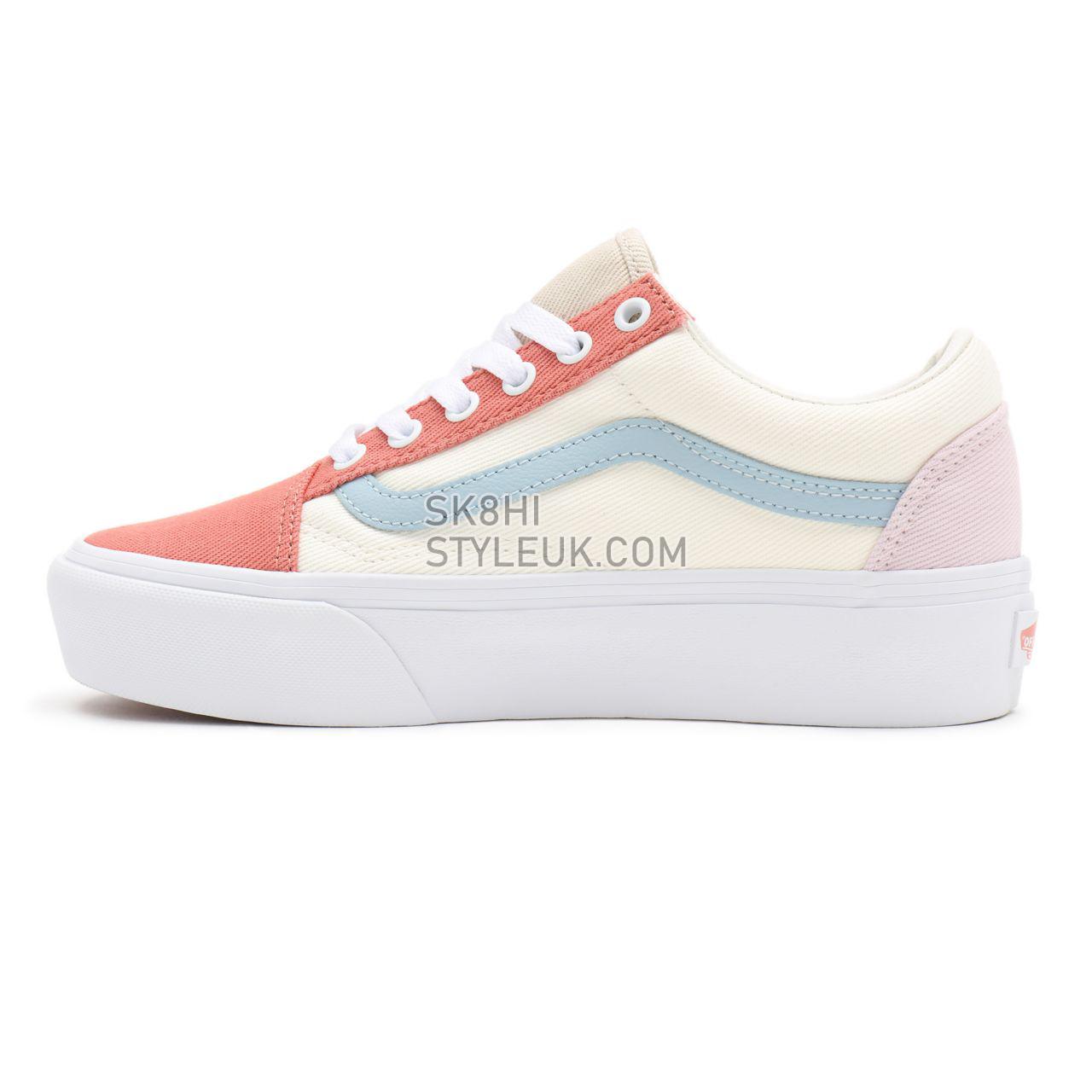 Vans Twill Old Skool Platform White Classic Womens - (Twill) pastel block/true white VN0A5KX99MK Shoes