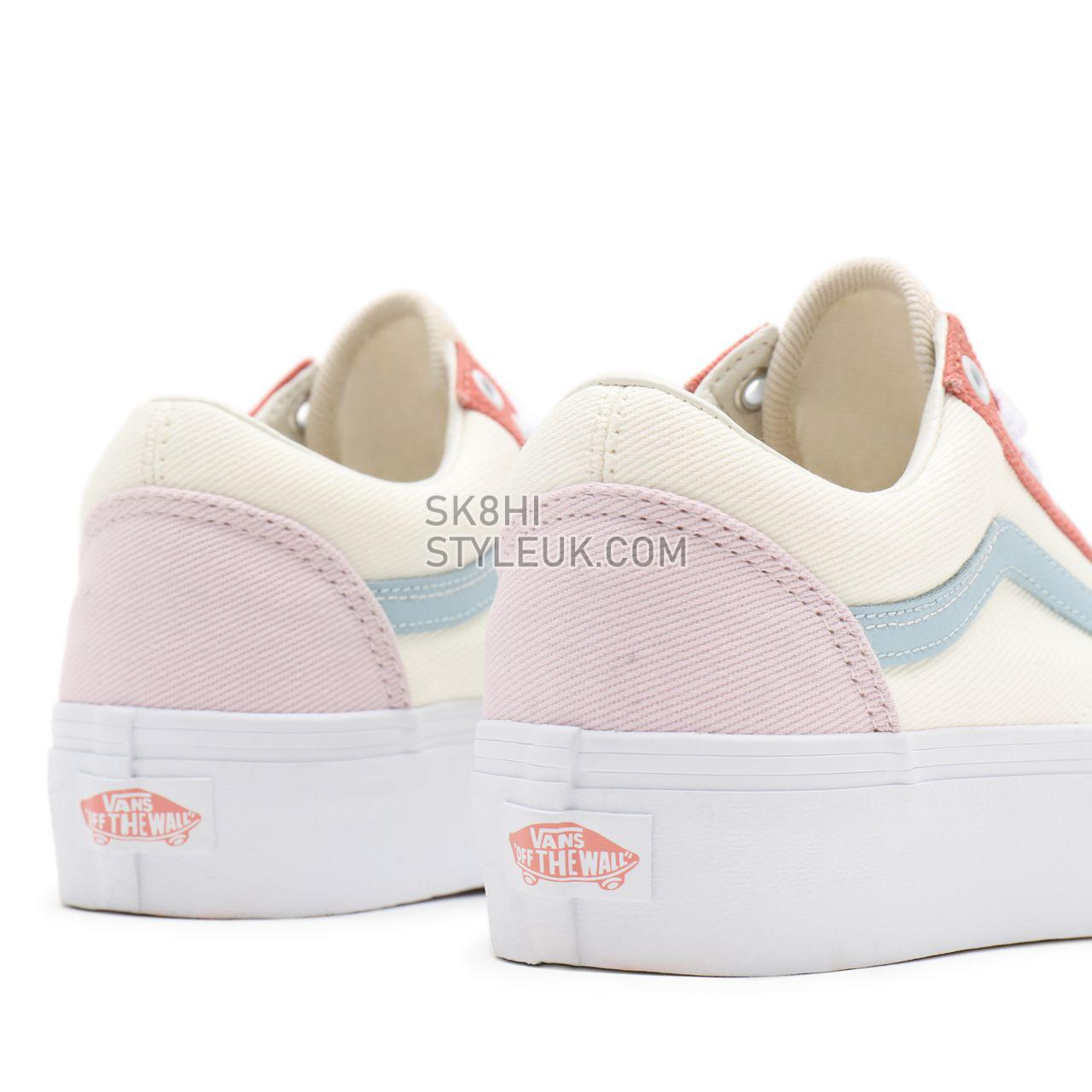 Vans Twill Old Skool Platform White Classic Womens - (Twill) pastel block/true white VN0A5KX99MK Shoes