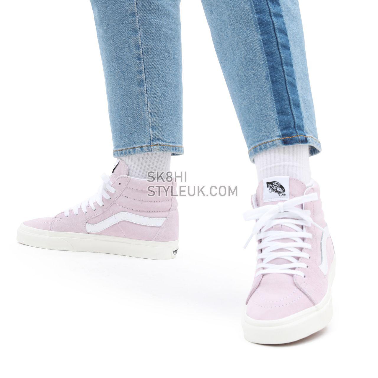 Vans Pig Suede Sk8-Hi Pink Classic Womens - (Pig Suede) orchid ice/snow white VN0A32QG9G4 Shoes