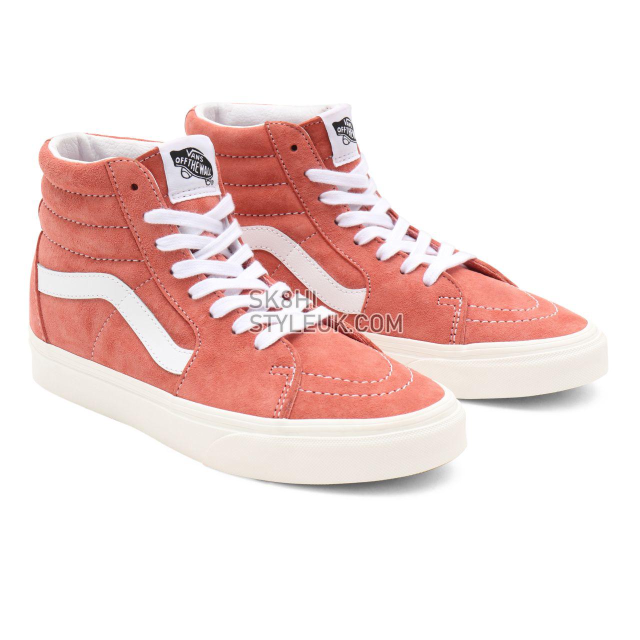 Vans Pig Suede Sk8-Hi Pink Classic Womens - (Pig Suede) terra cotta/snow white VN0A32QG9GA Shoes