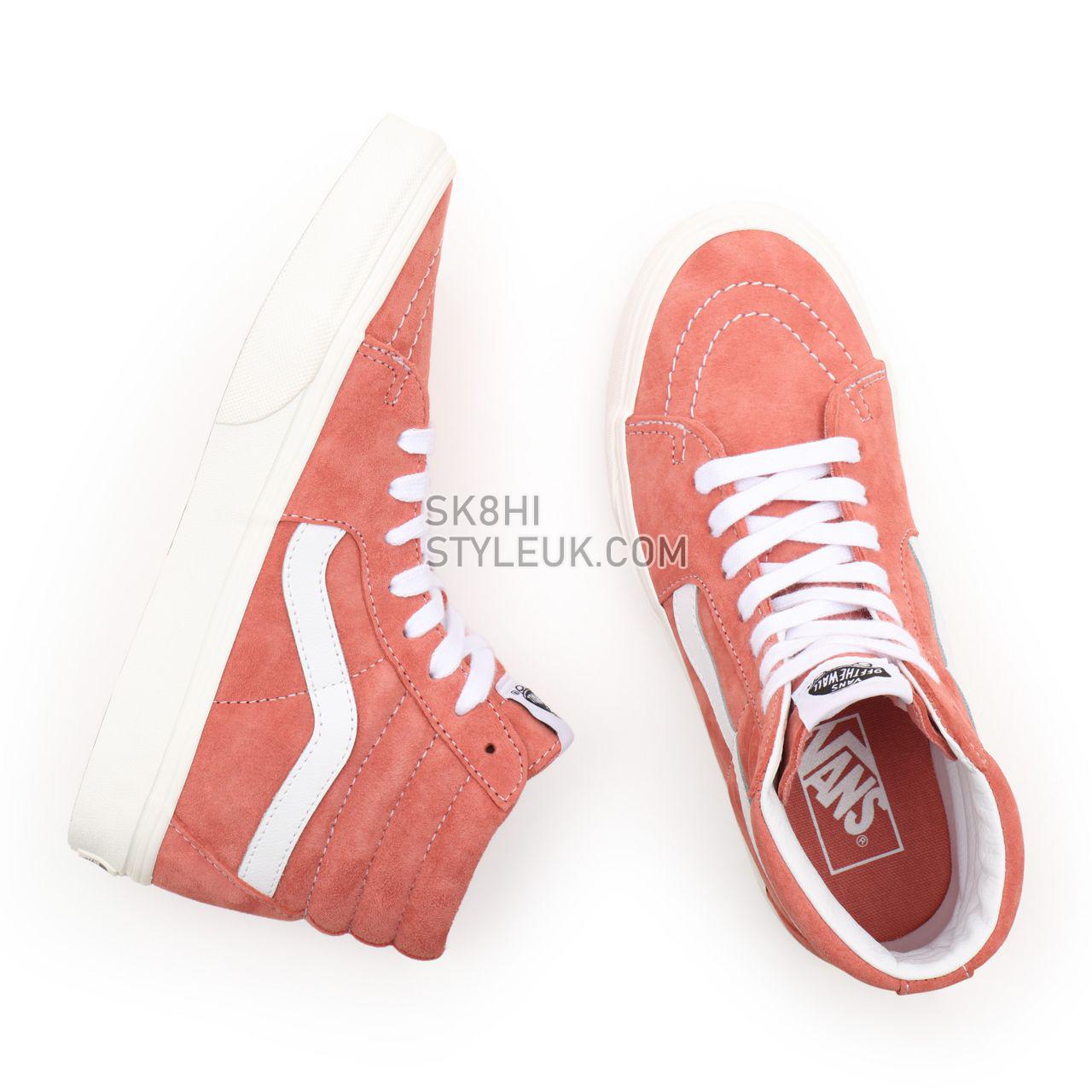 Vans Pig Suede Sk8-Hi Pink Classic Womens - (Pig Suede) terra cotta/snow white VN0A32QG9GA Shoes