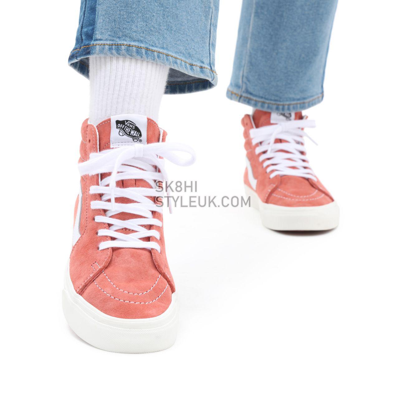 Vans Pig Suede Sk8-Hi Pink Classic Womens - (Pig Suede) terra cotta/snow white VN0A32QG9GA Shoes